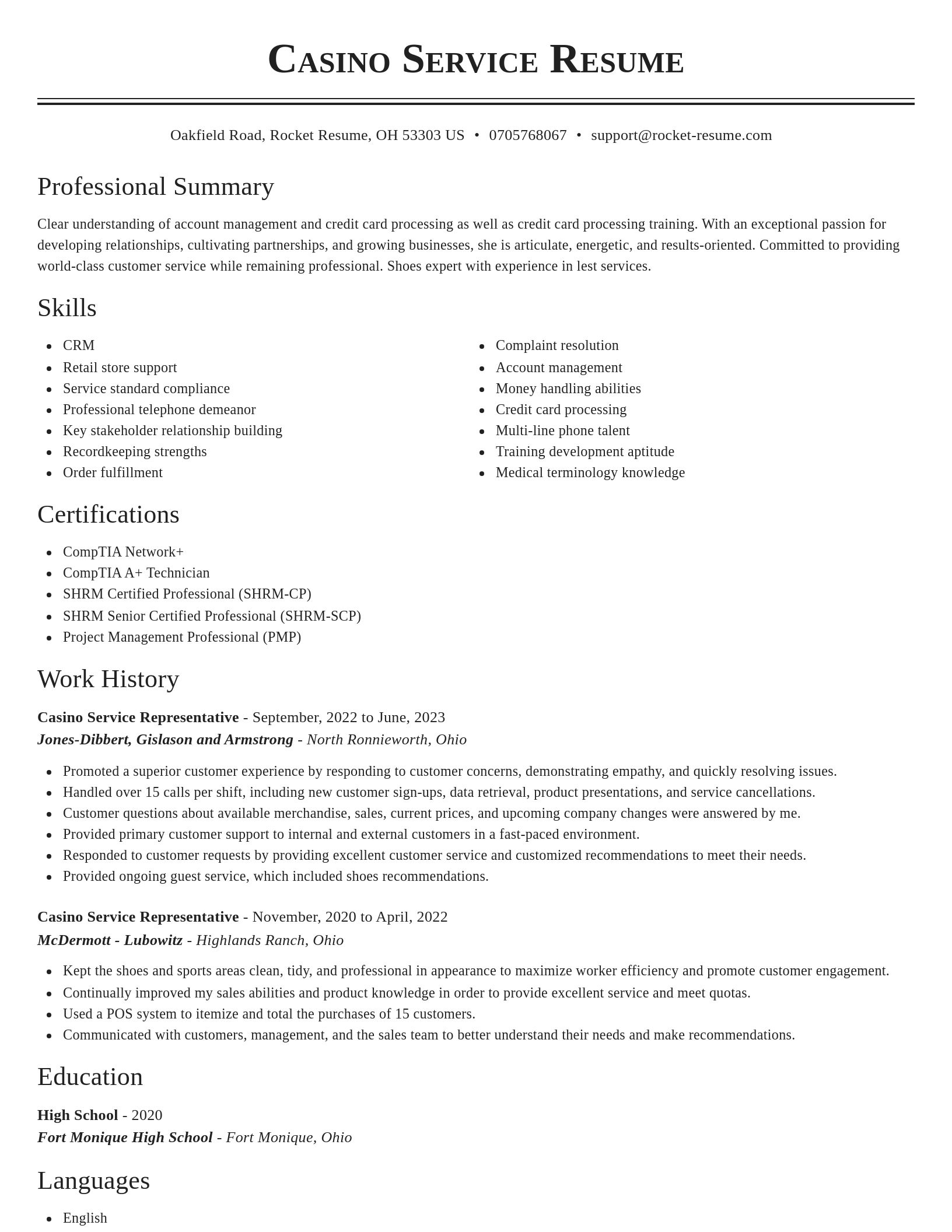 Classic resume template