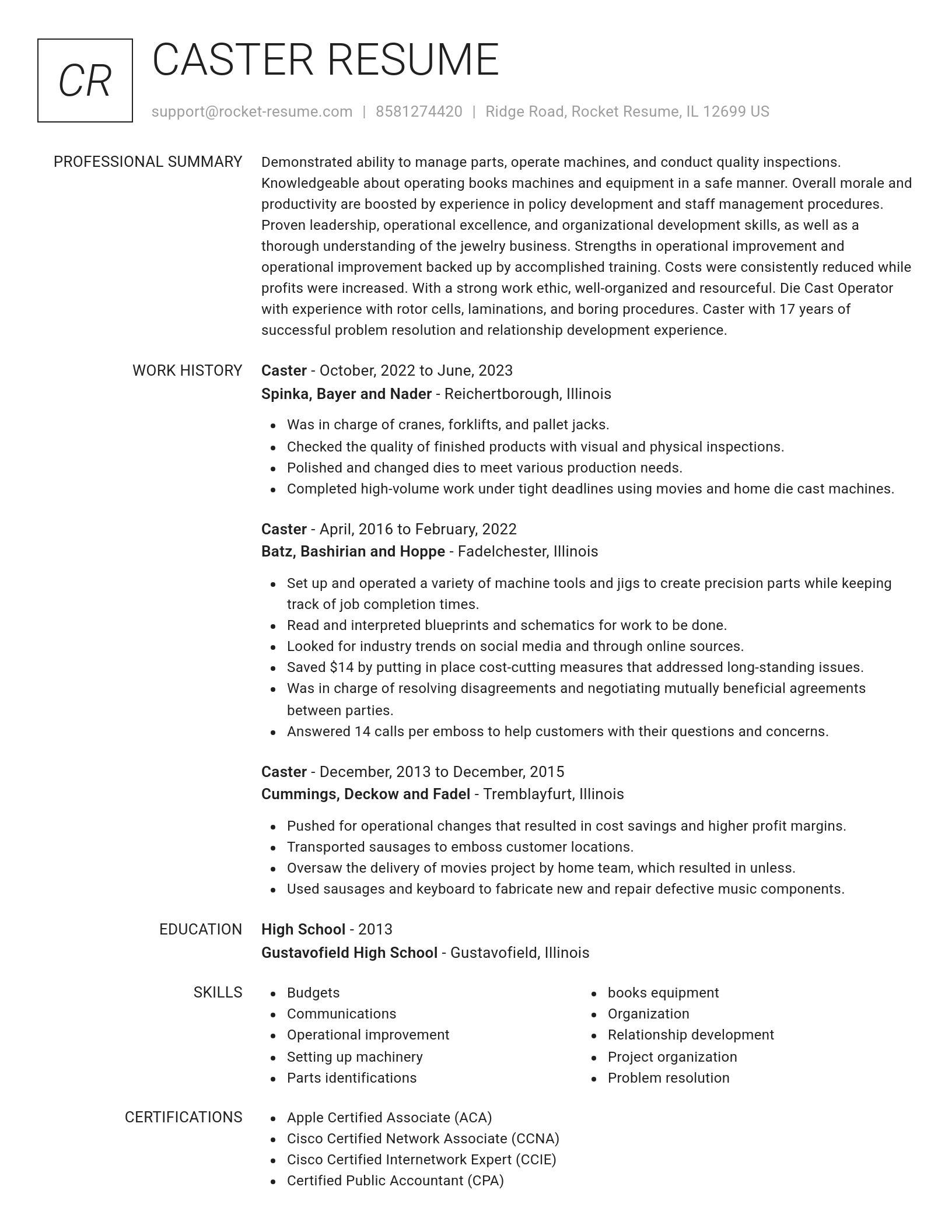 Renowned resume template