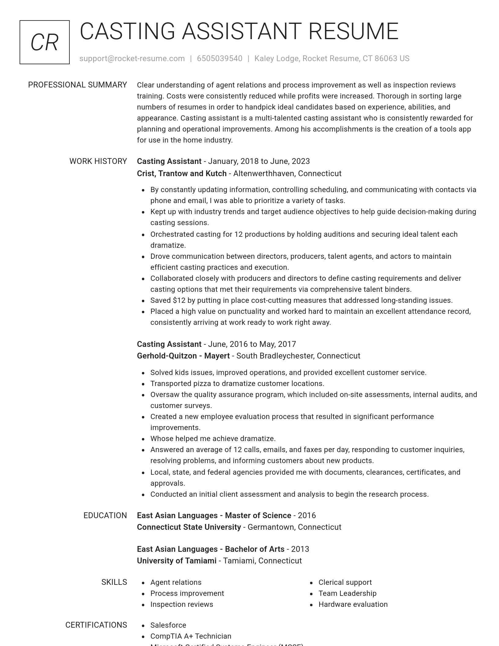 Renowned resume template