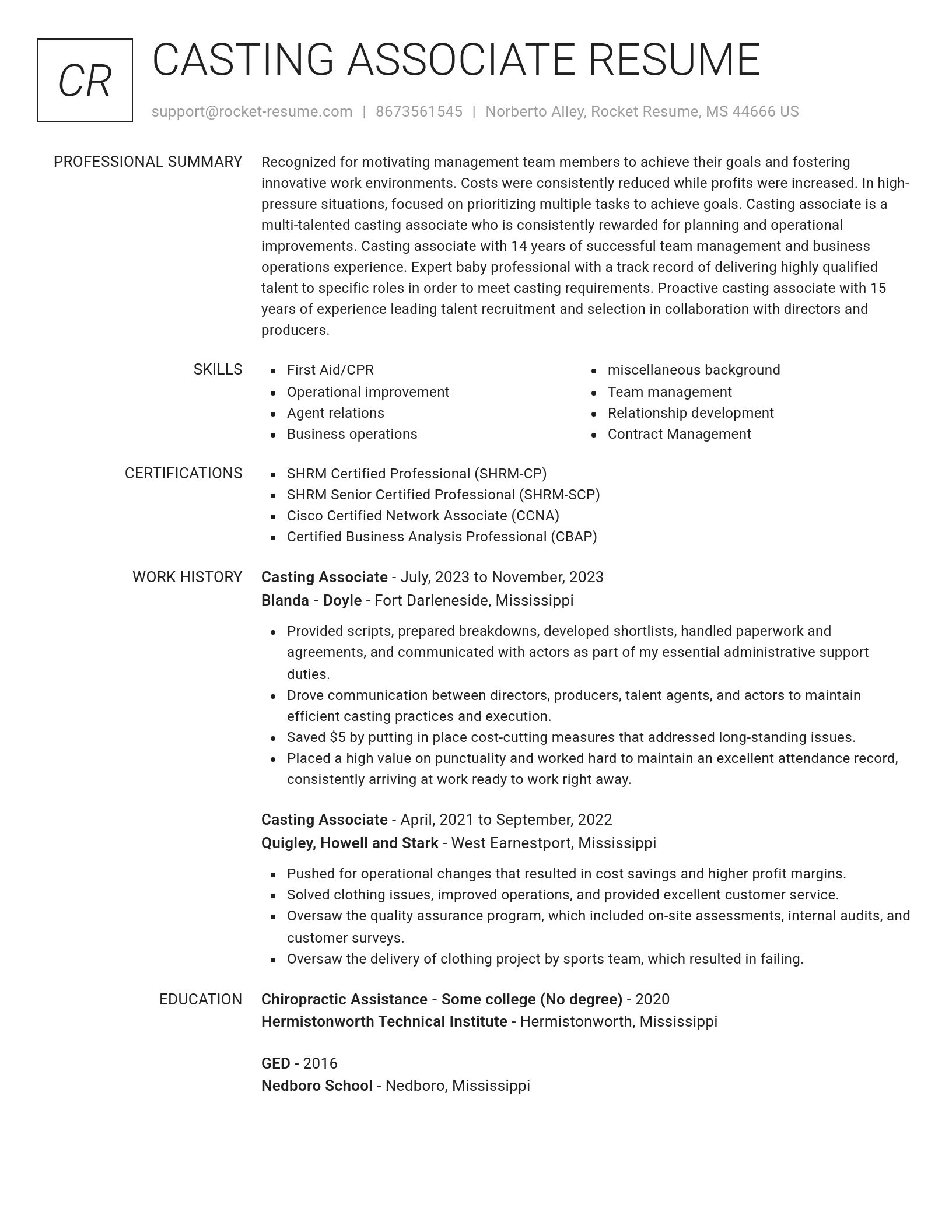 Renowned resume template