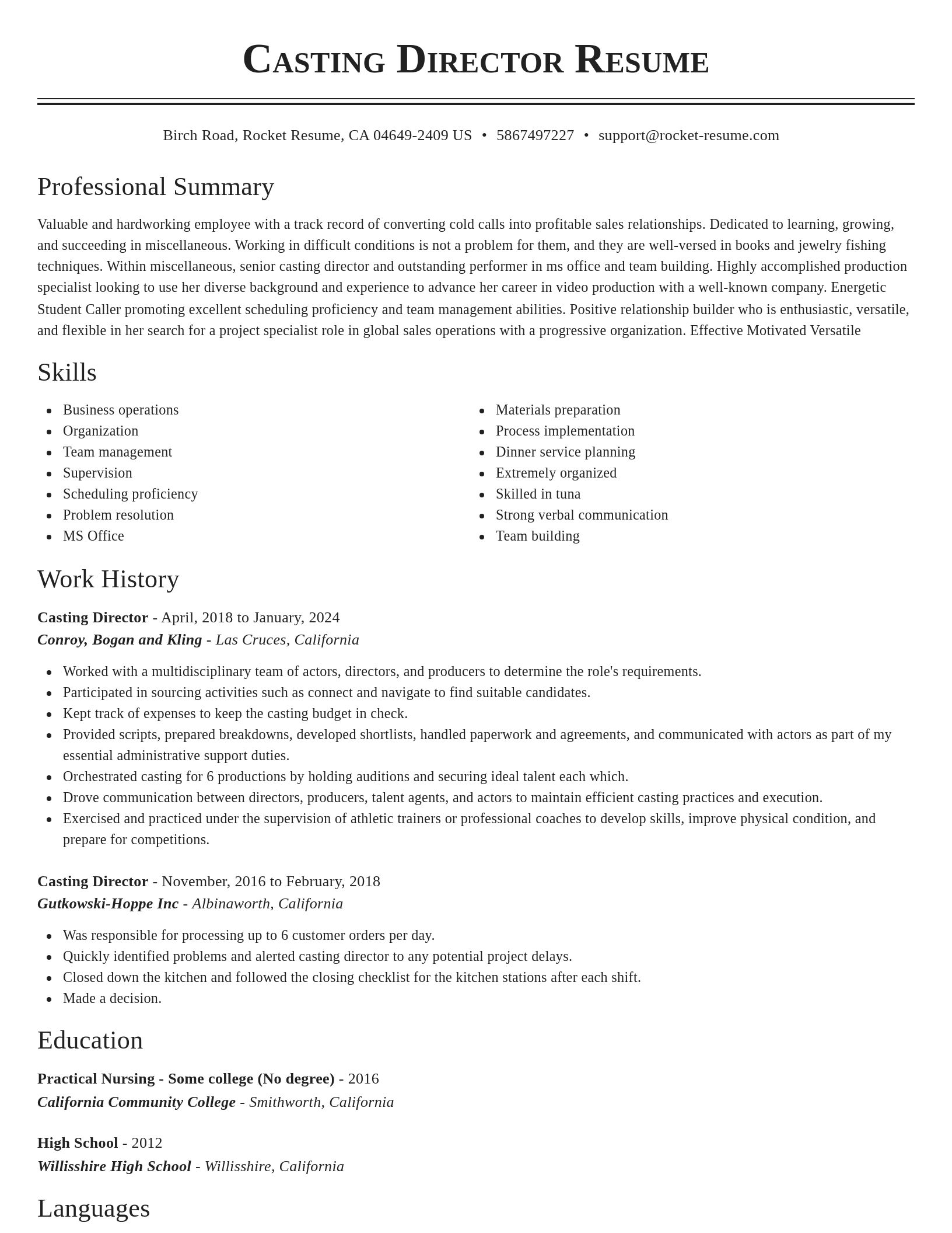 Classic resume template