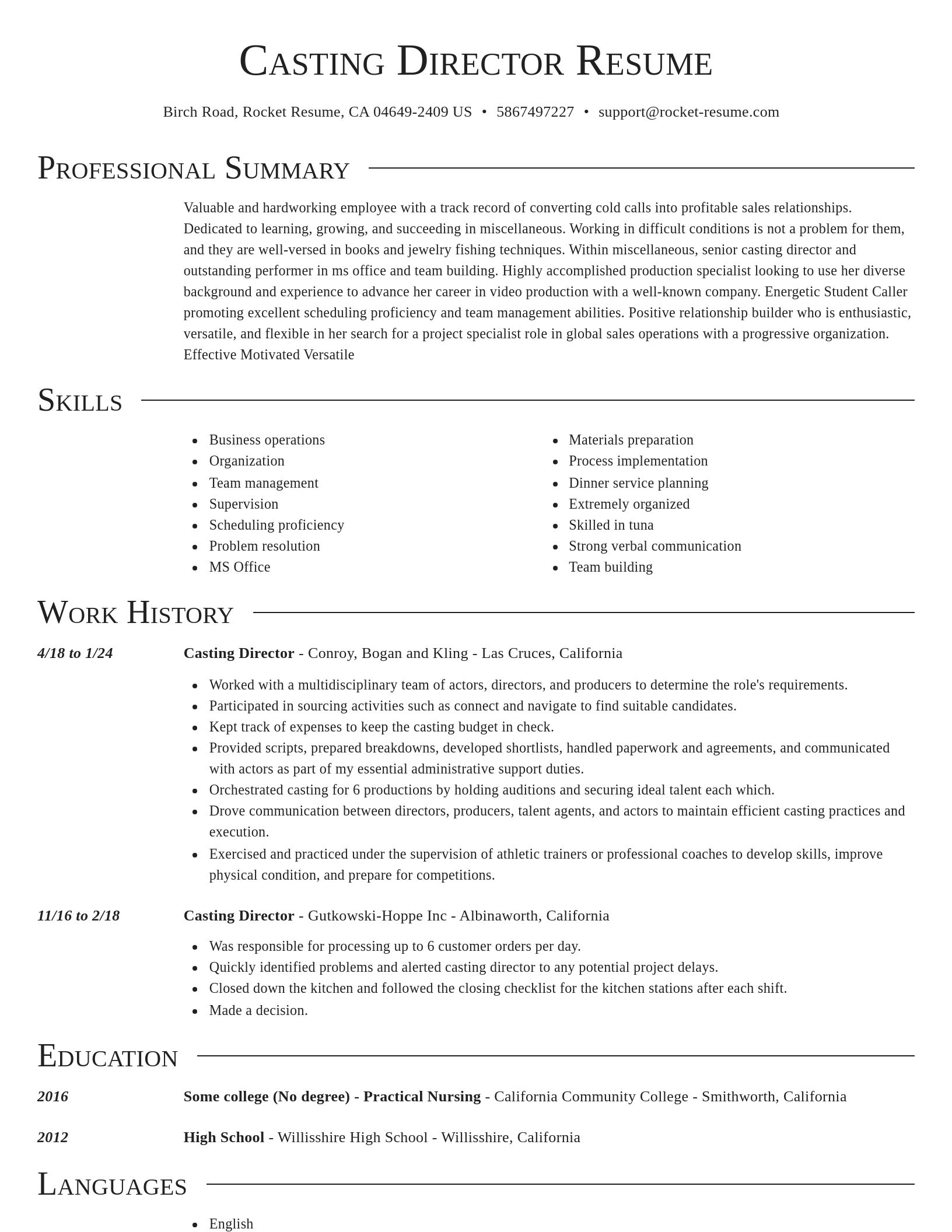 Director resume template