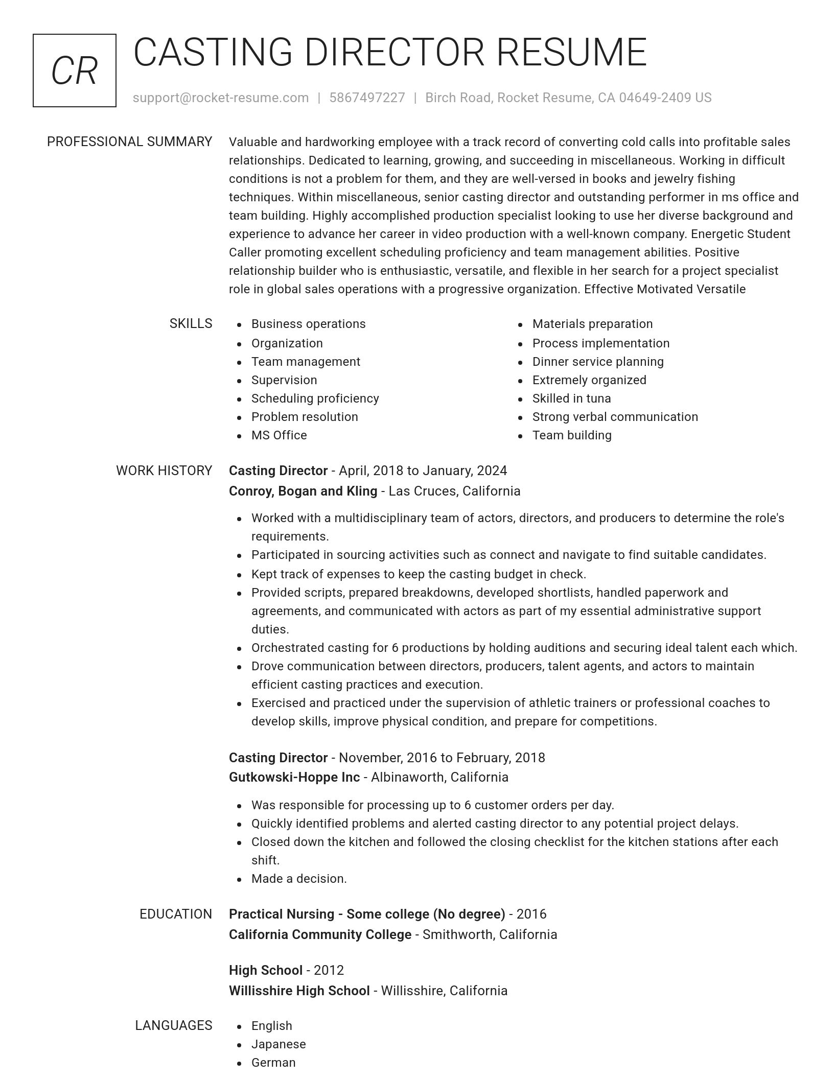 Renowned resume template