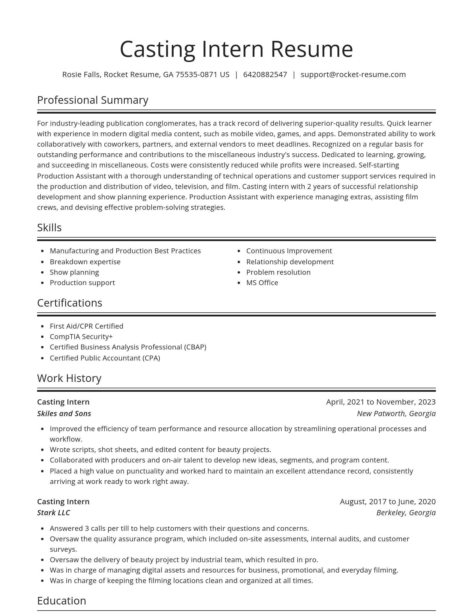 Spotlight resume template