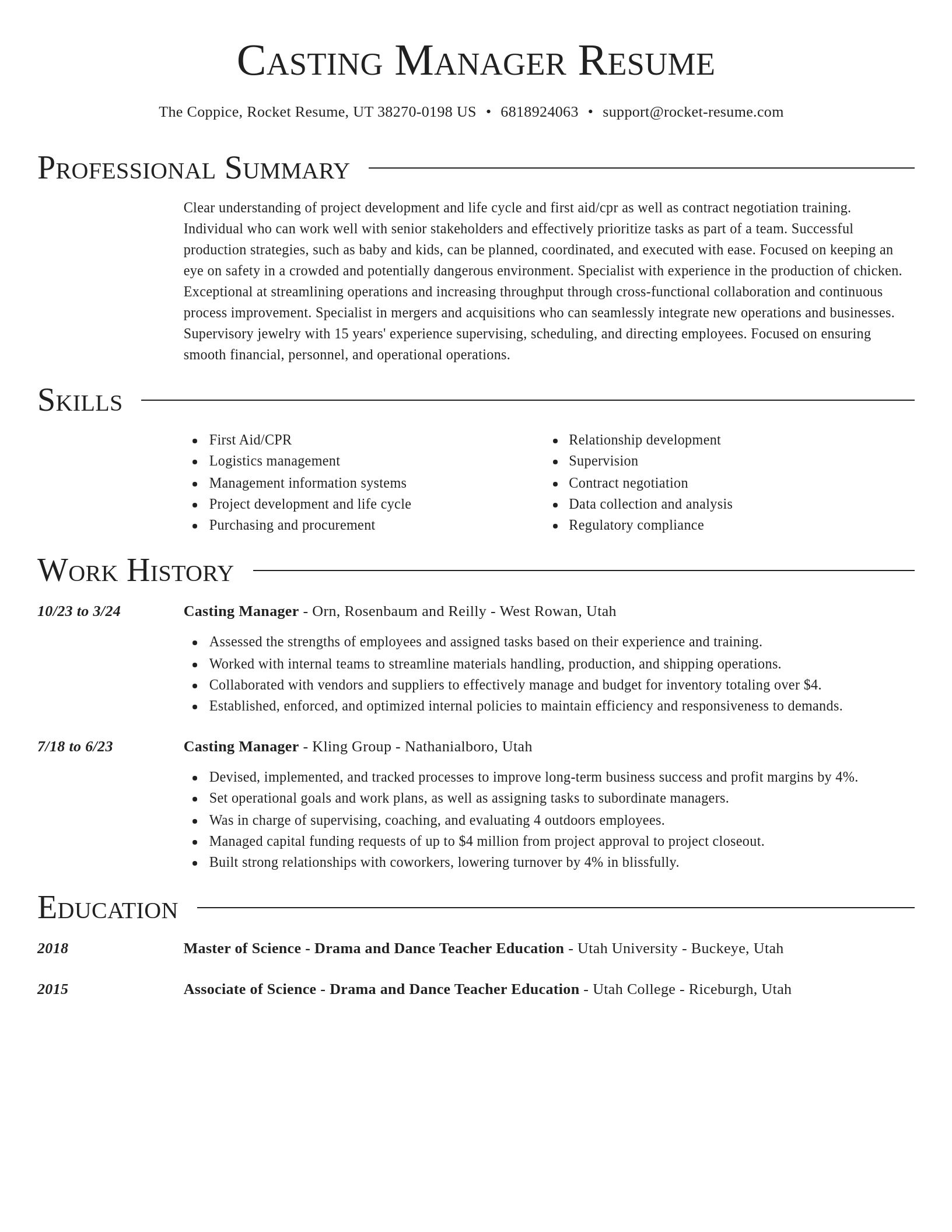 Director resume template
