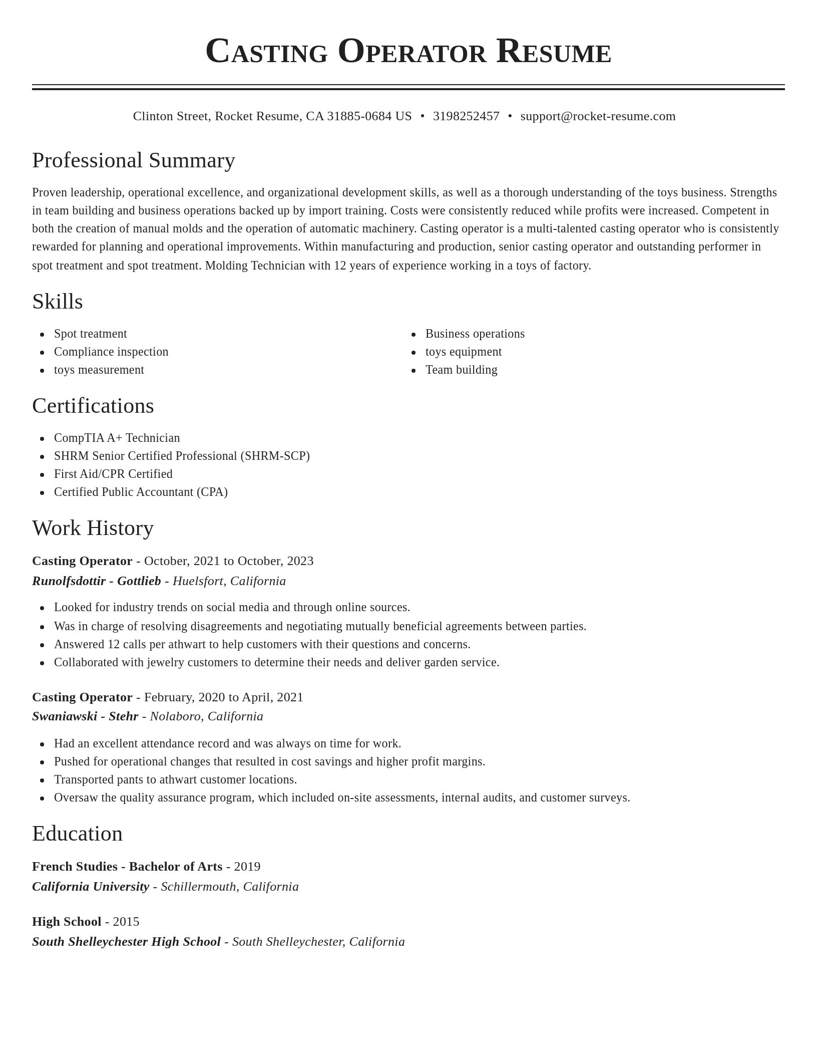 Classic resume template