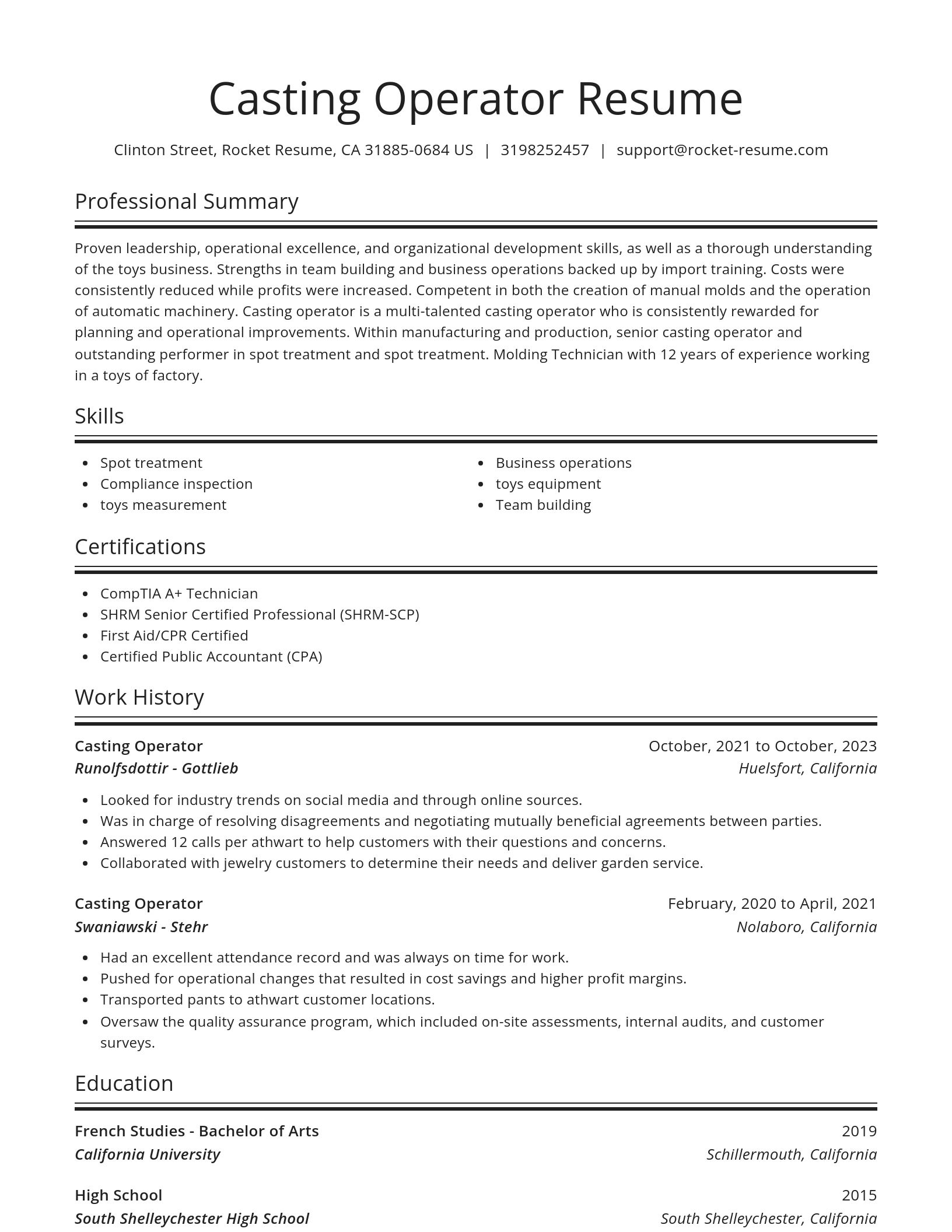 Spotlight resume template