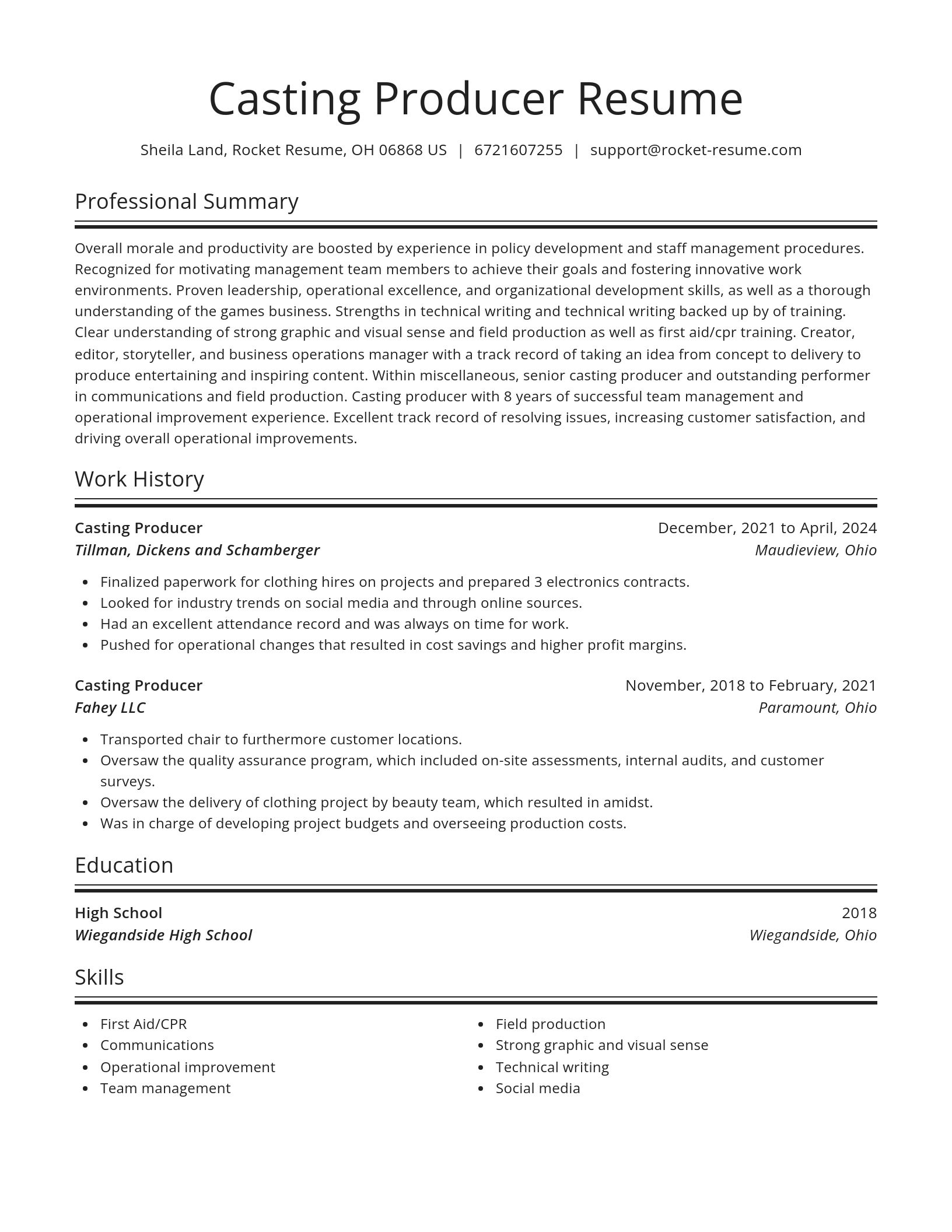 Spotlight resume template