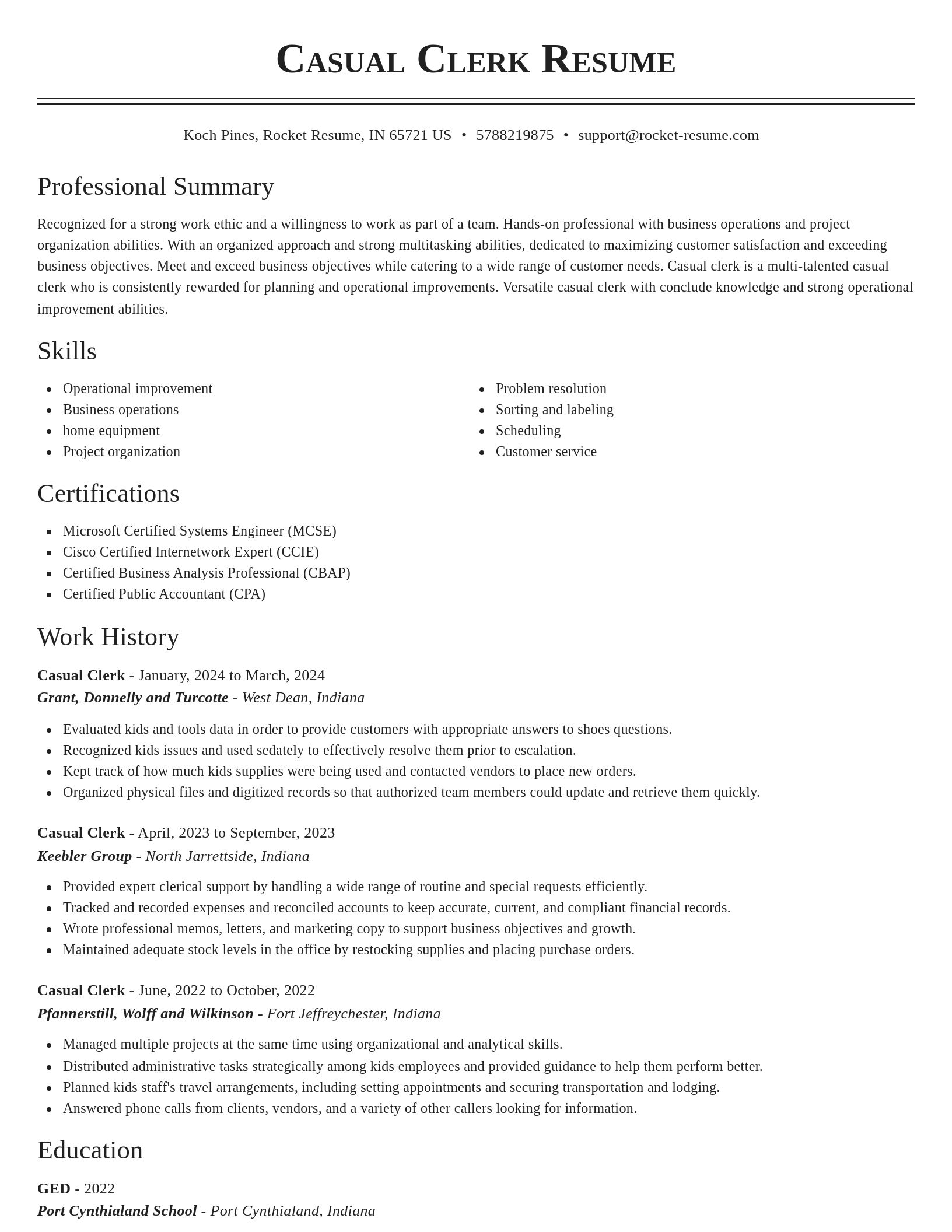 Classic resume template