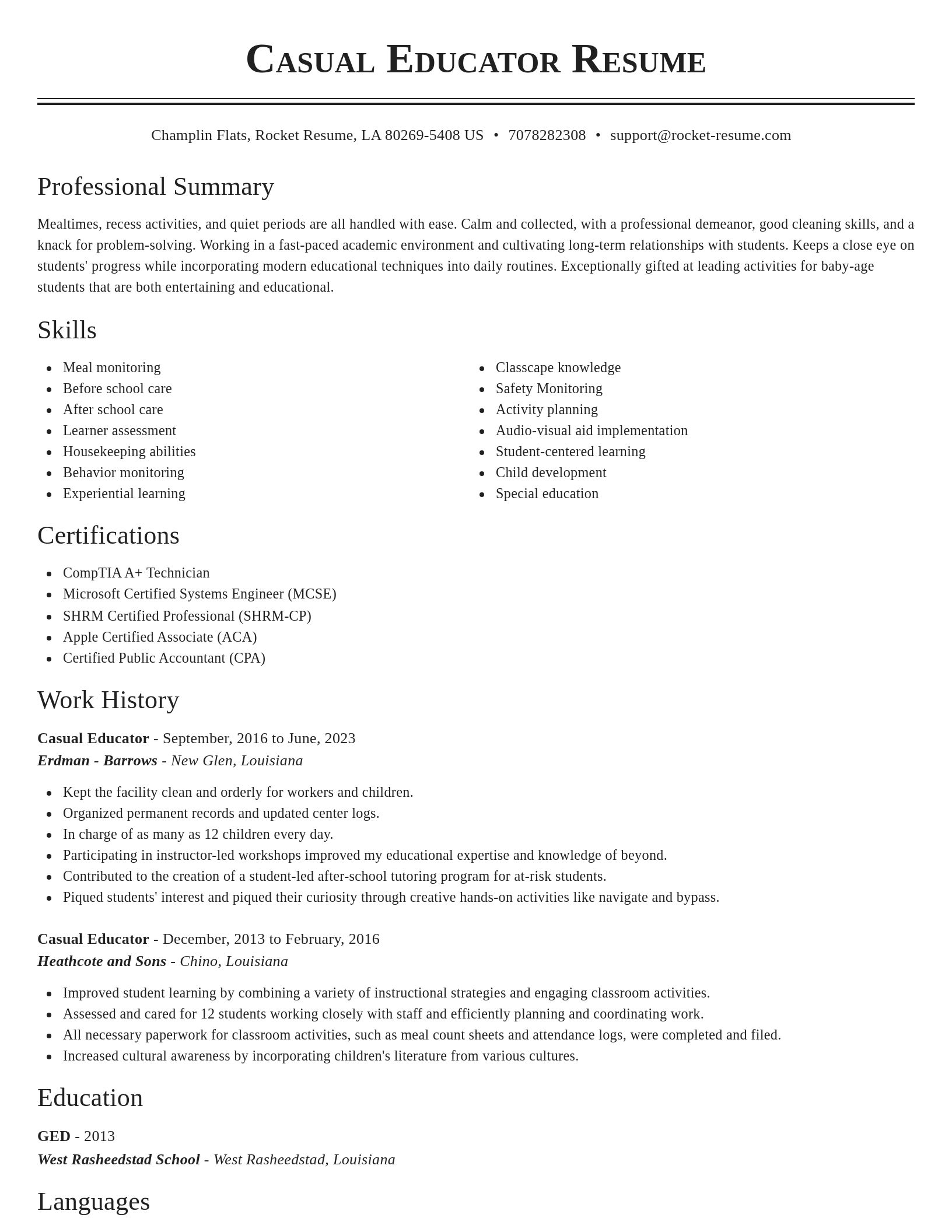 Classic resume template