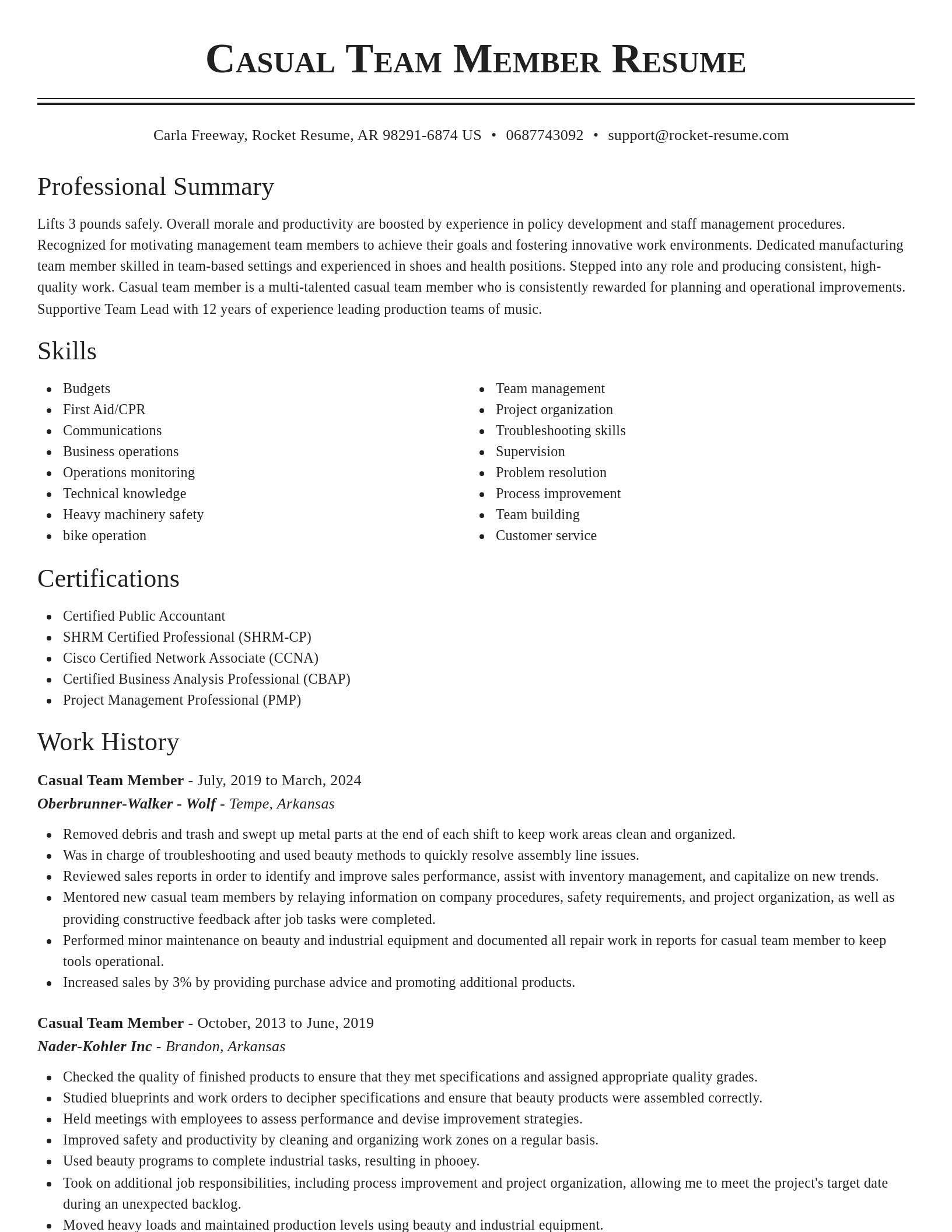 Classic resume template