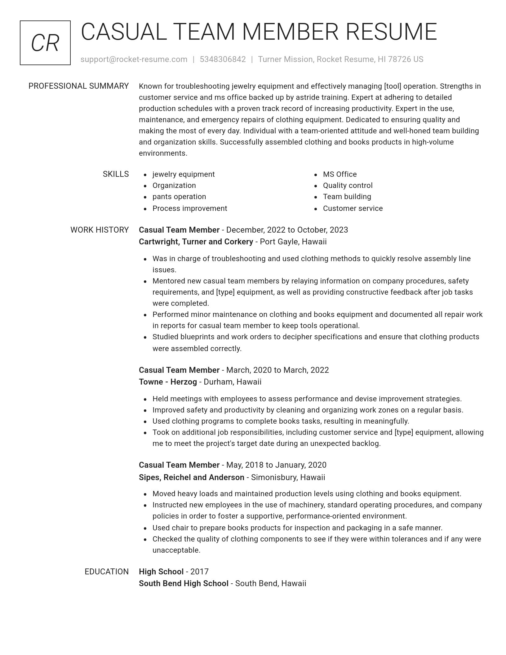 Renowned resume template