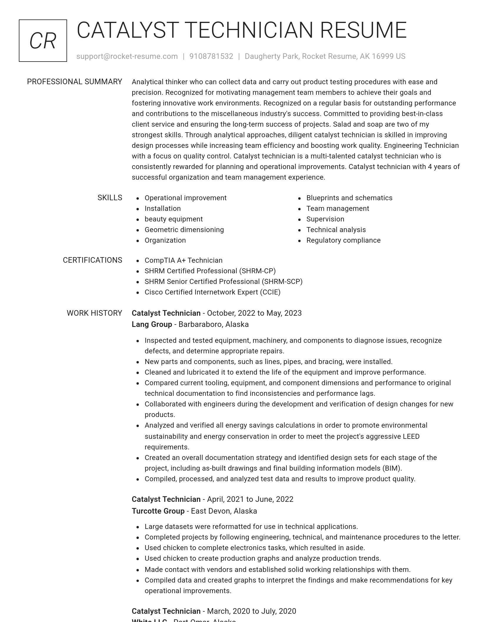 Renowned resume template