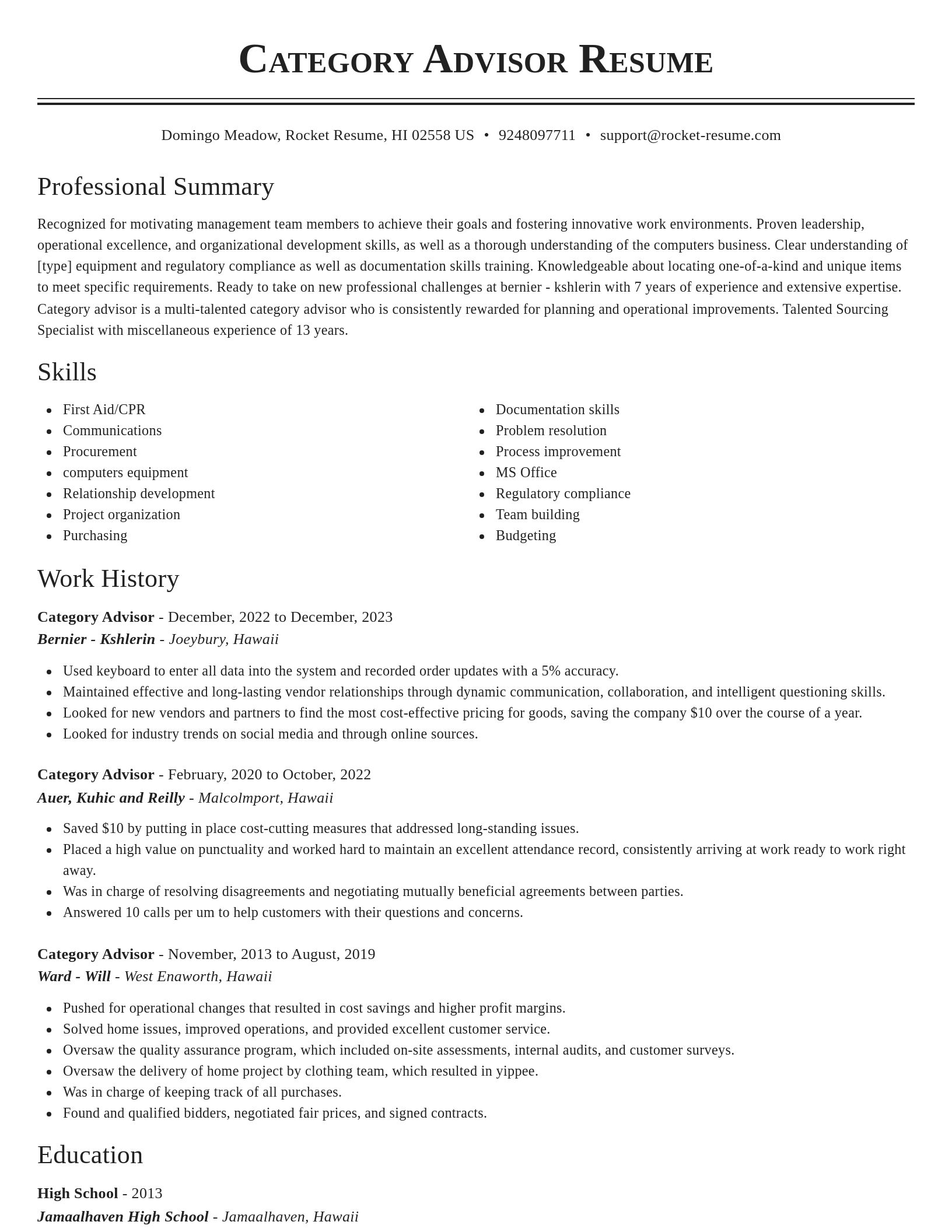 Classic resume template