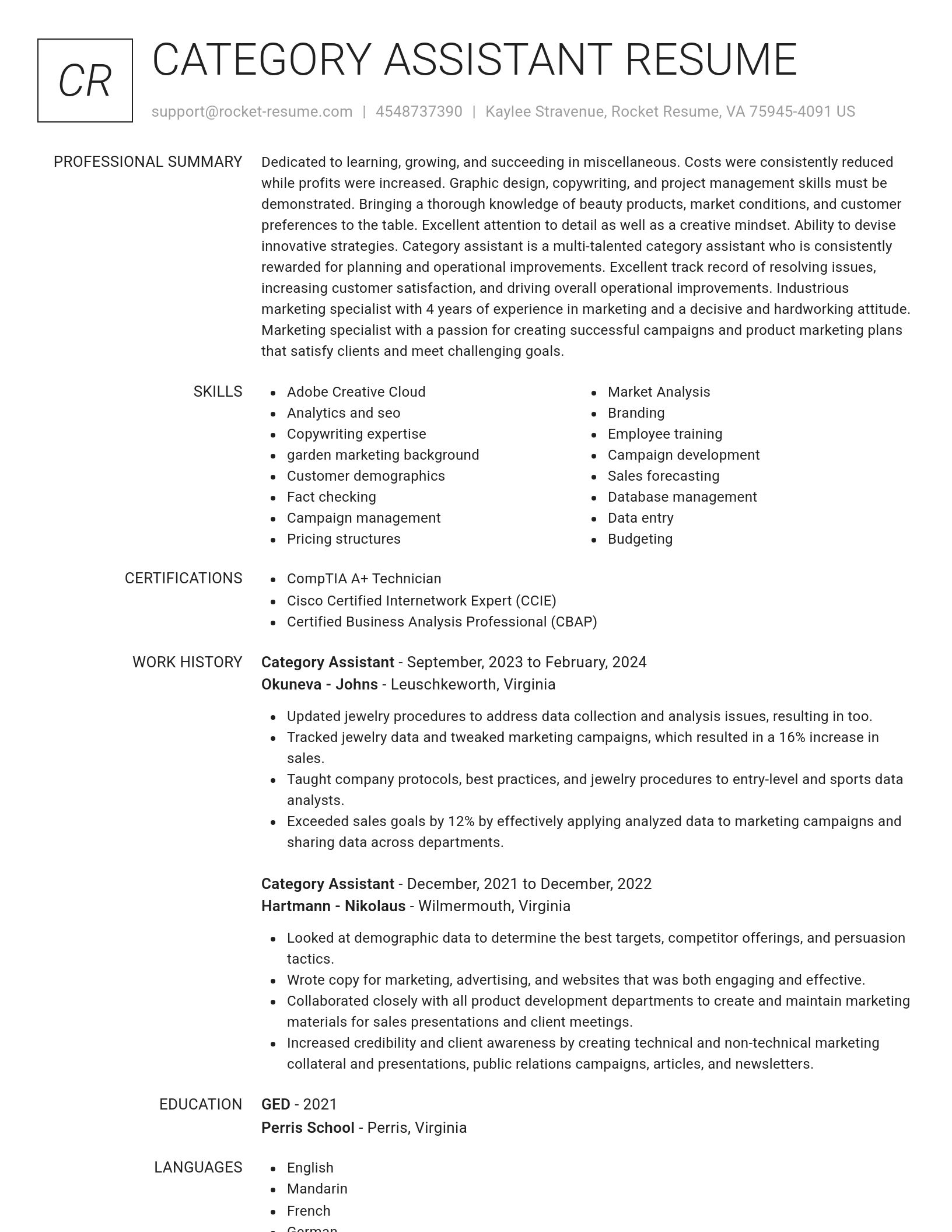 Renowned resume template