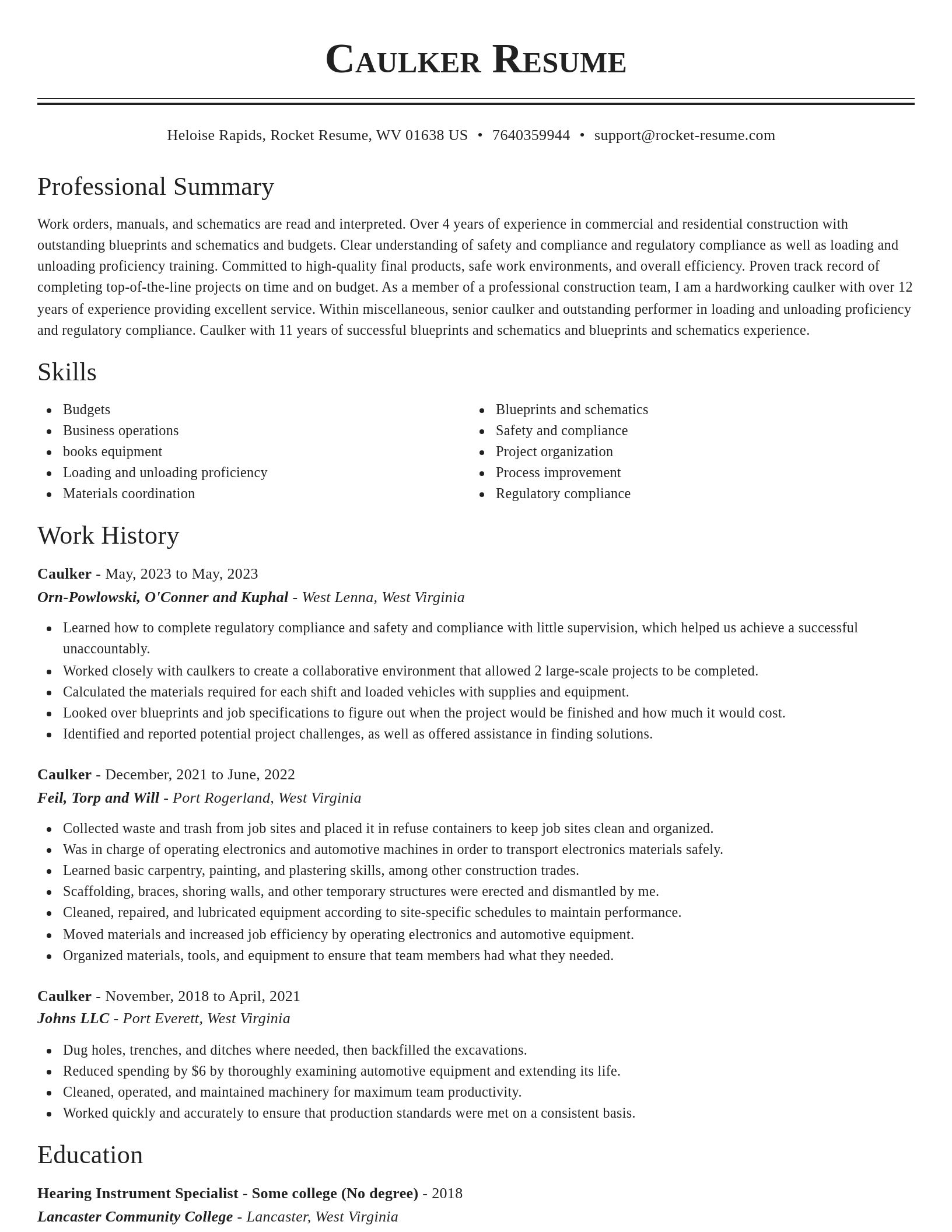Classic resume template