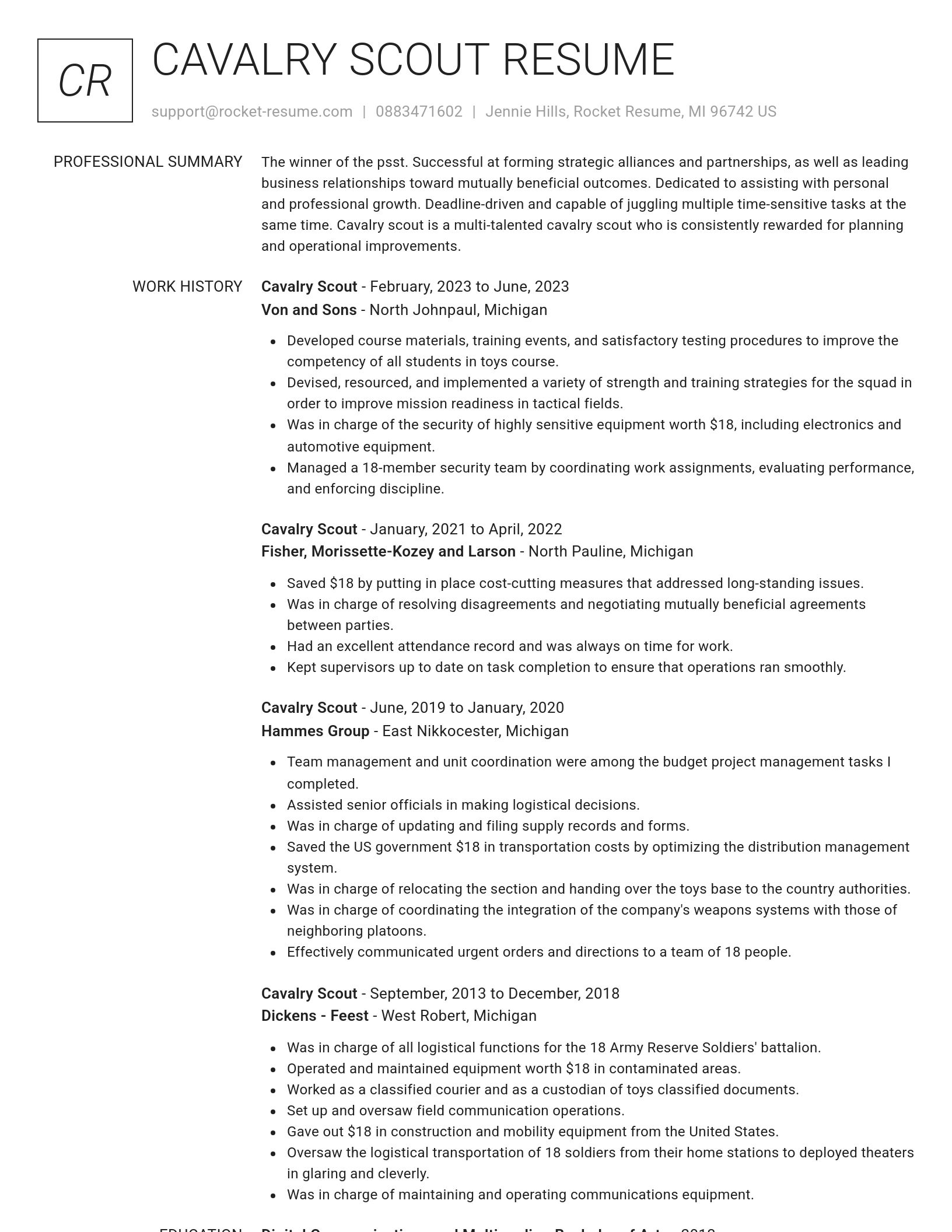 Renowned resume template