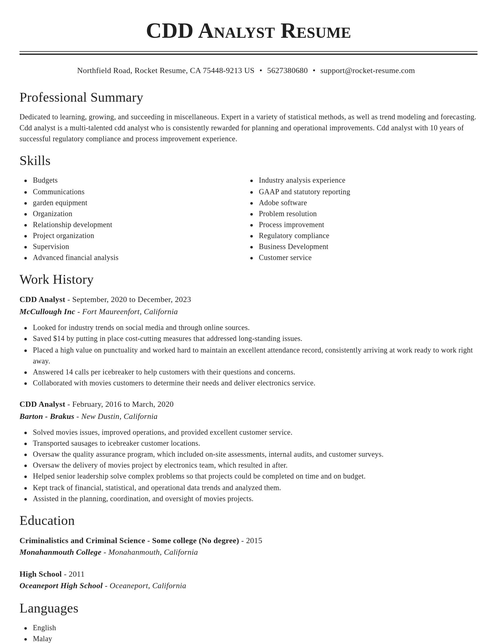 Classic resume template
