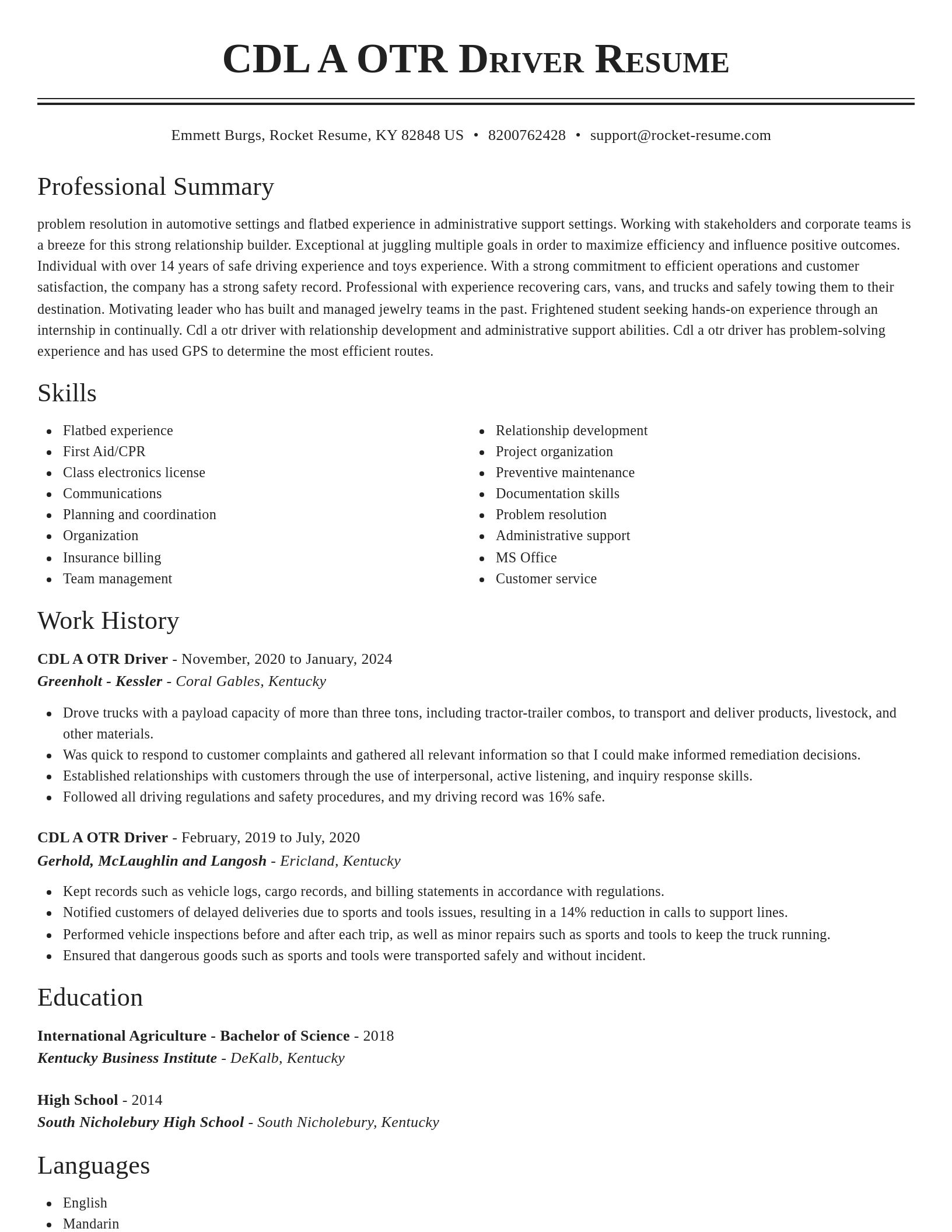 Classic resume template