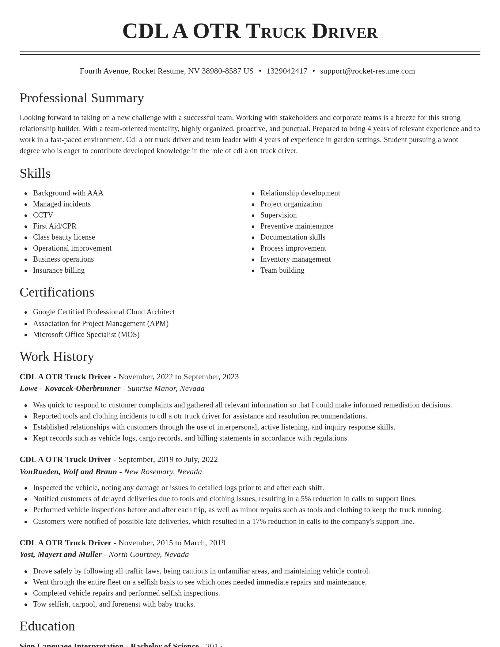 Classic resume template