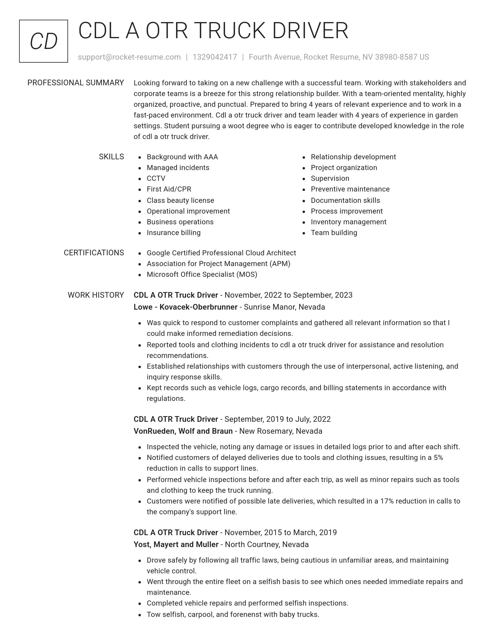 Renowned resume template