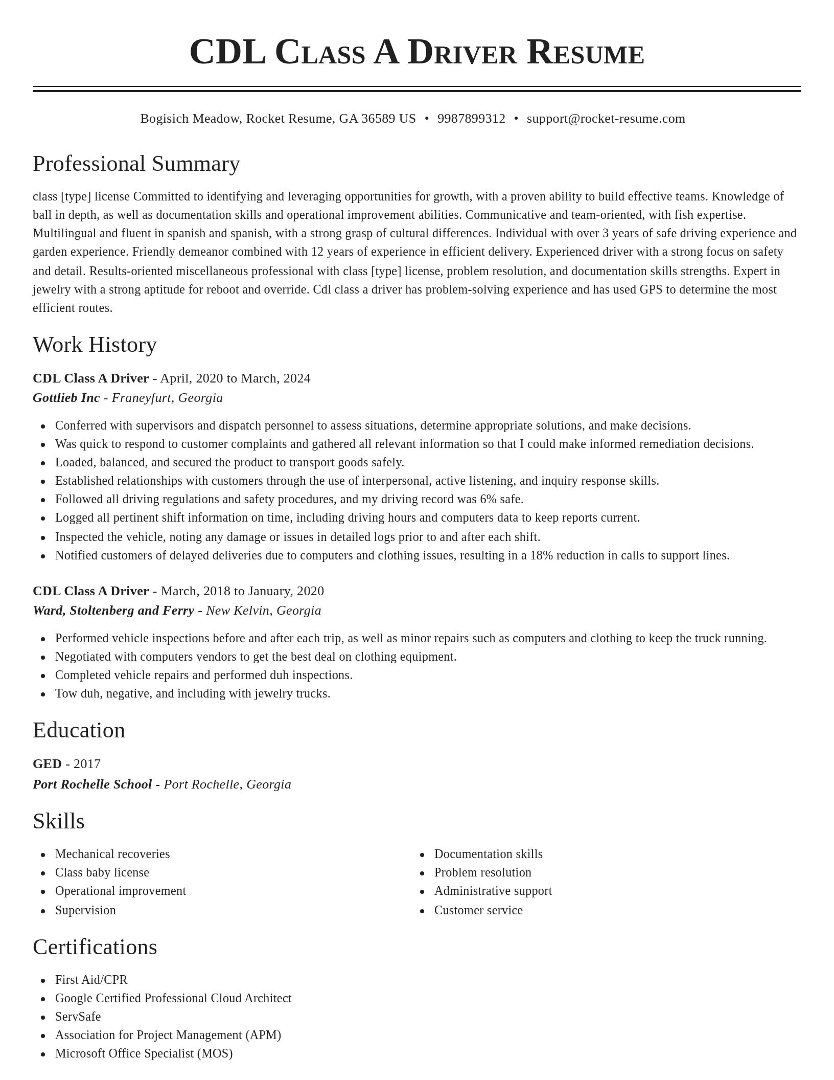 Classic resume template