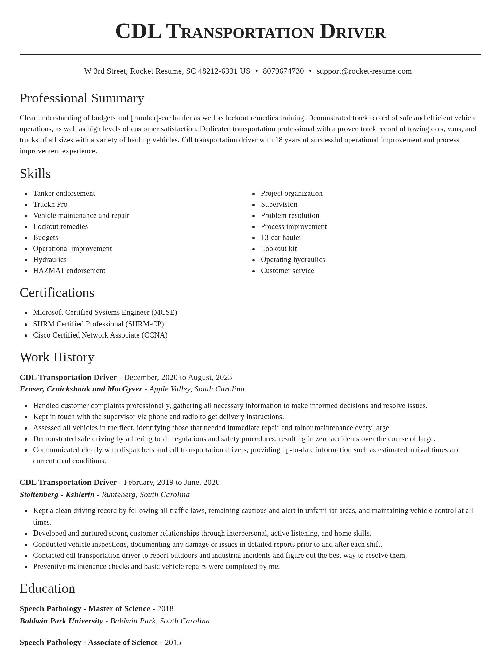 Classic resume template