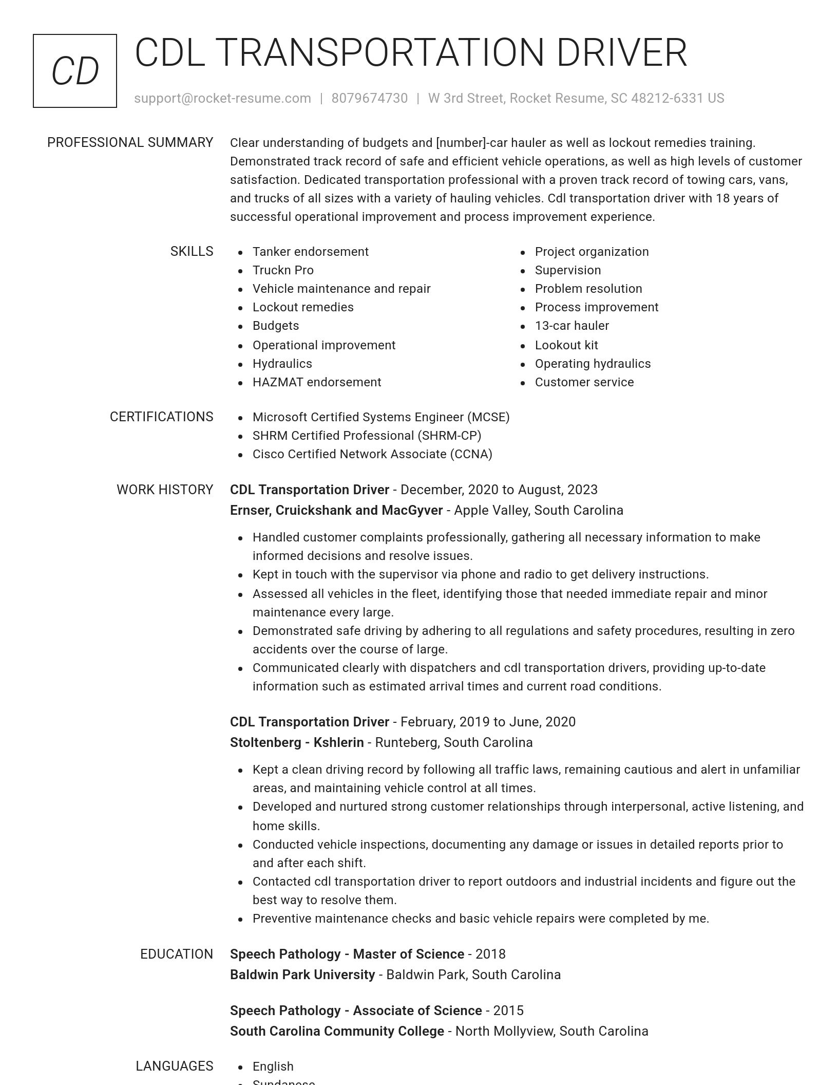 Renowned resume template