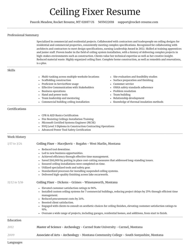 Dignified resume template