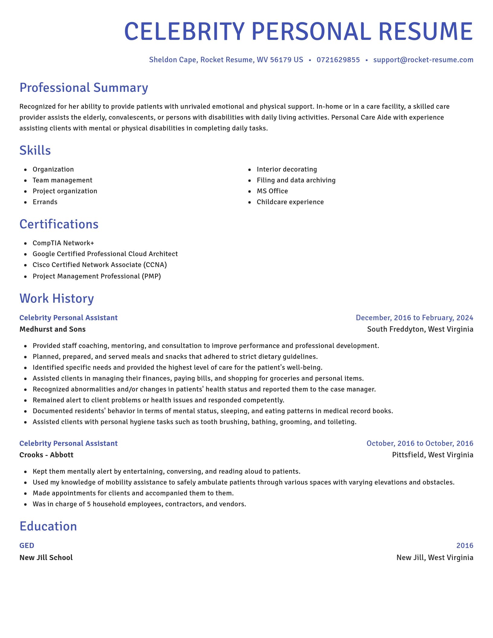Novel resume template