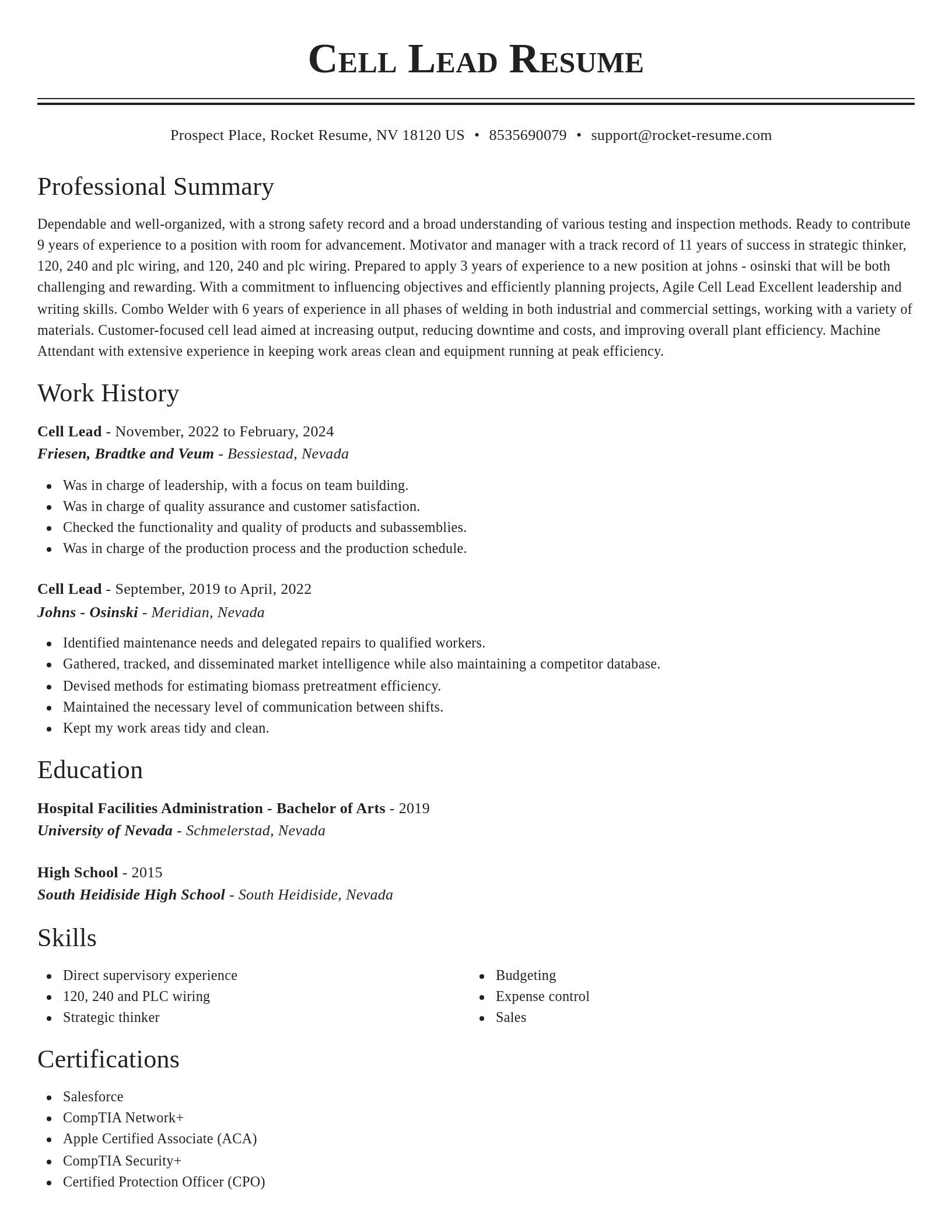Classic resume template