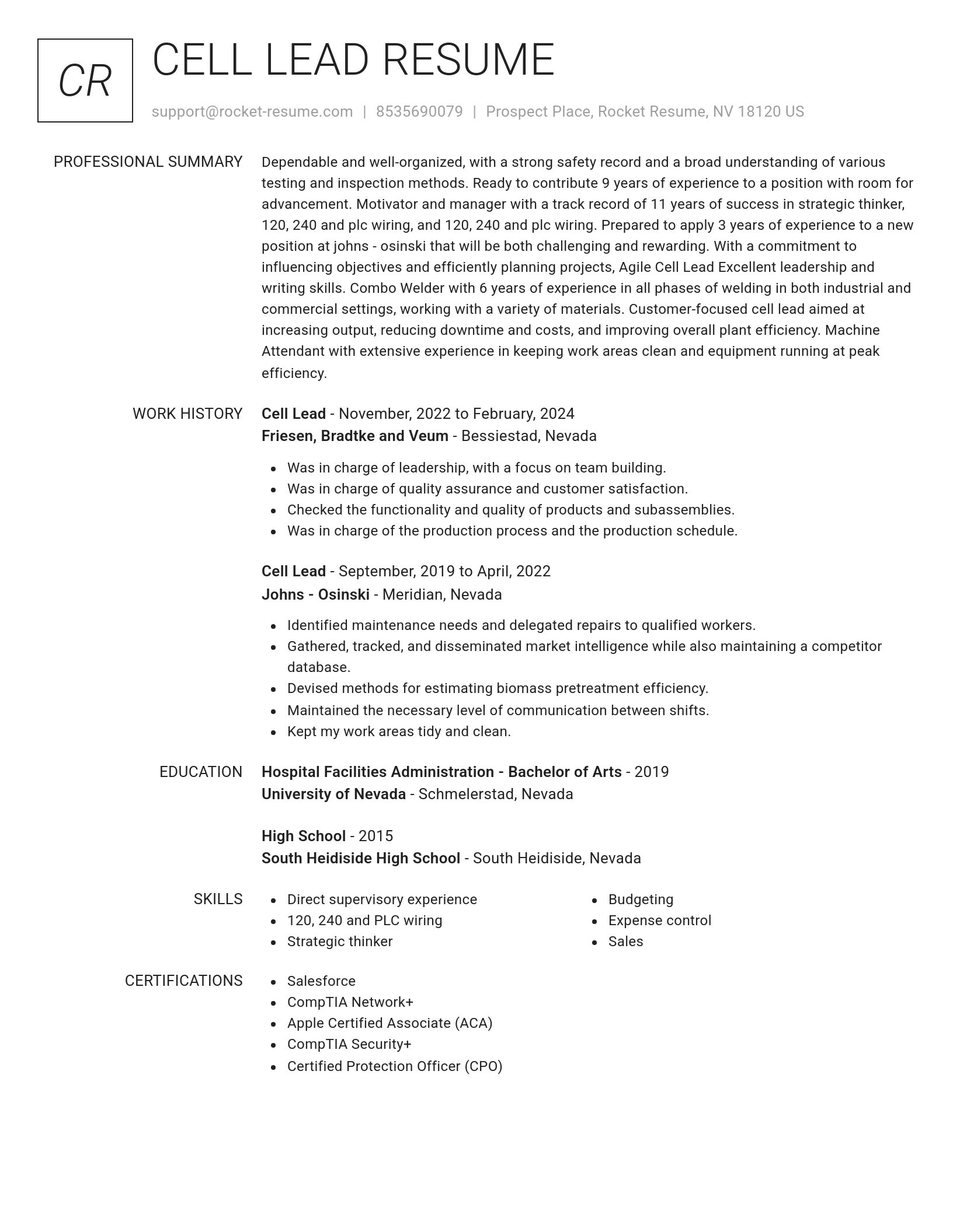 Renowned resume template