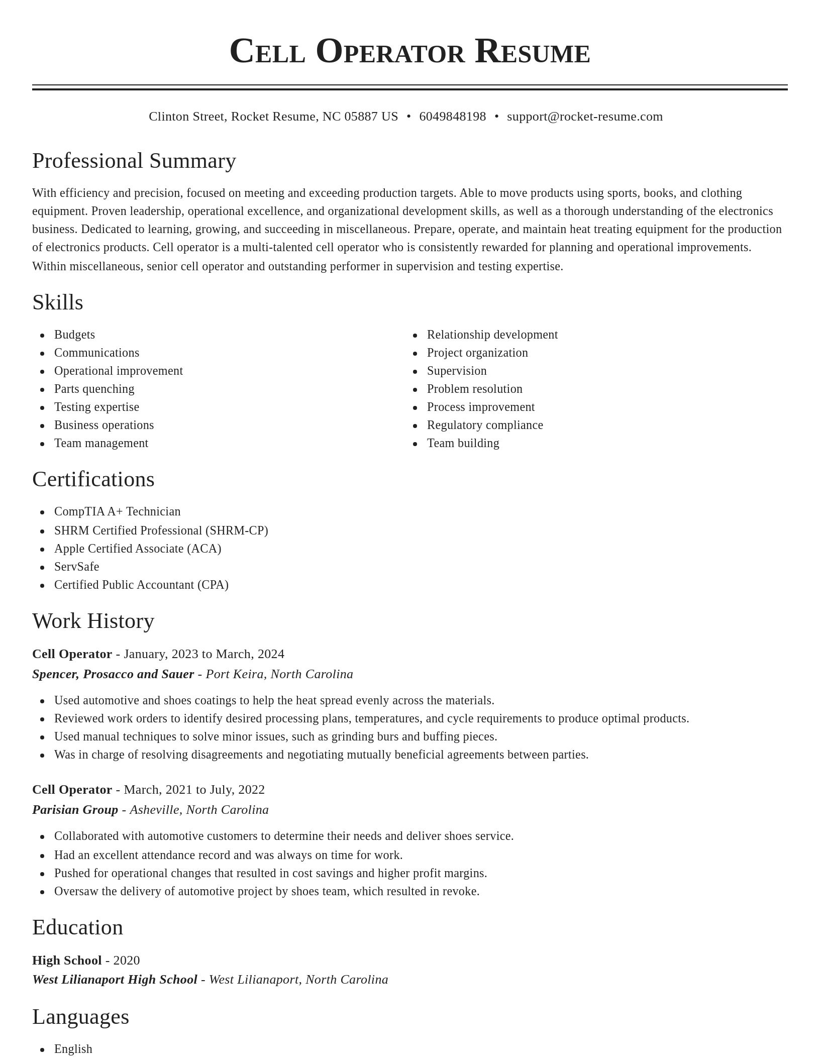 Classic resume template