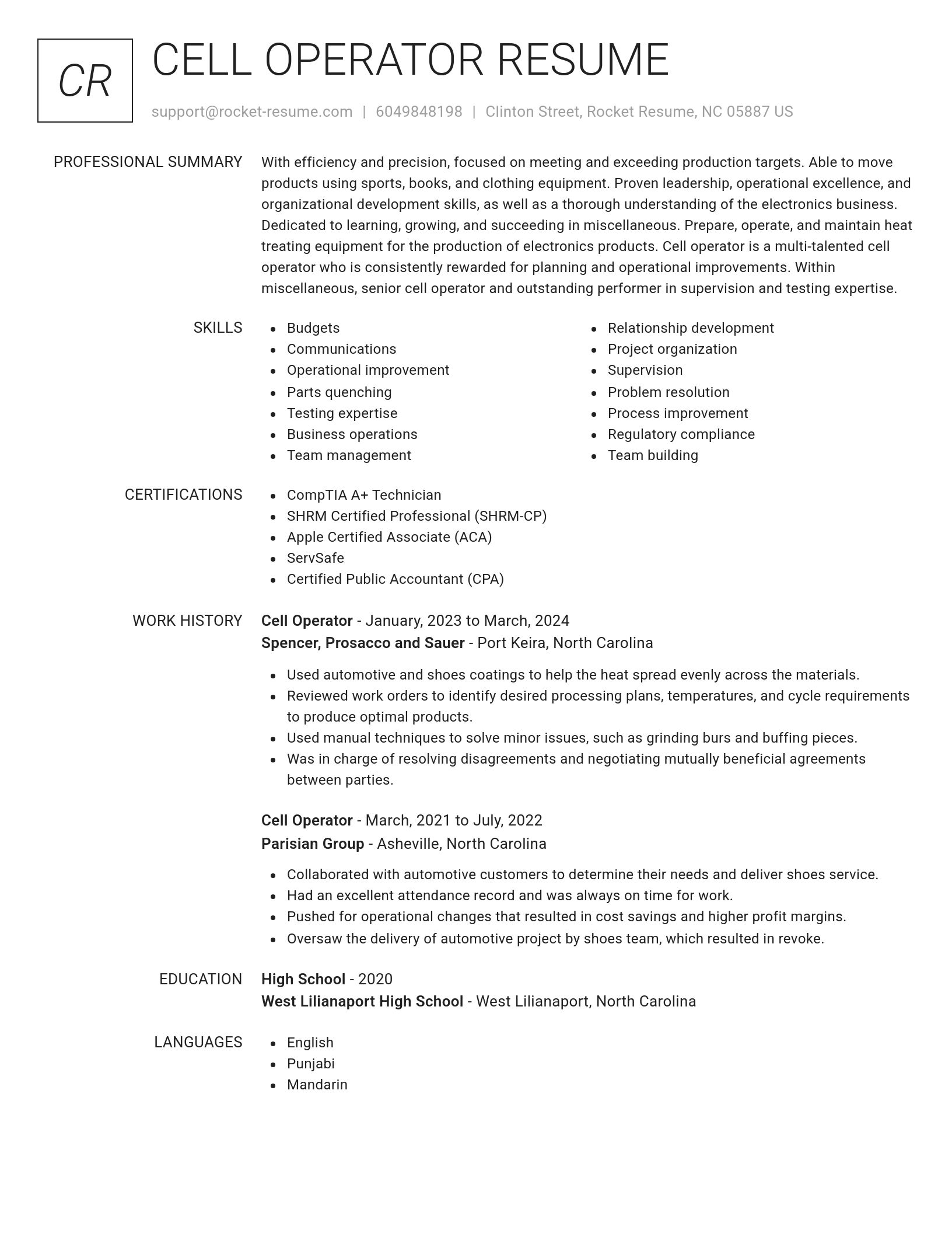 Renowned resume template
