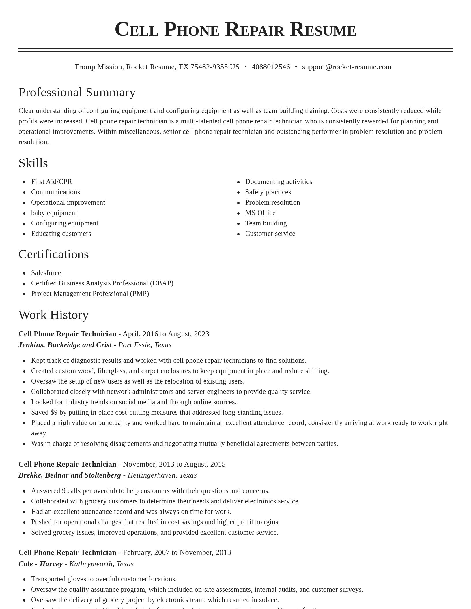 Classic resume template