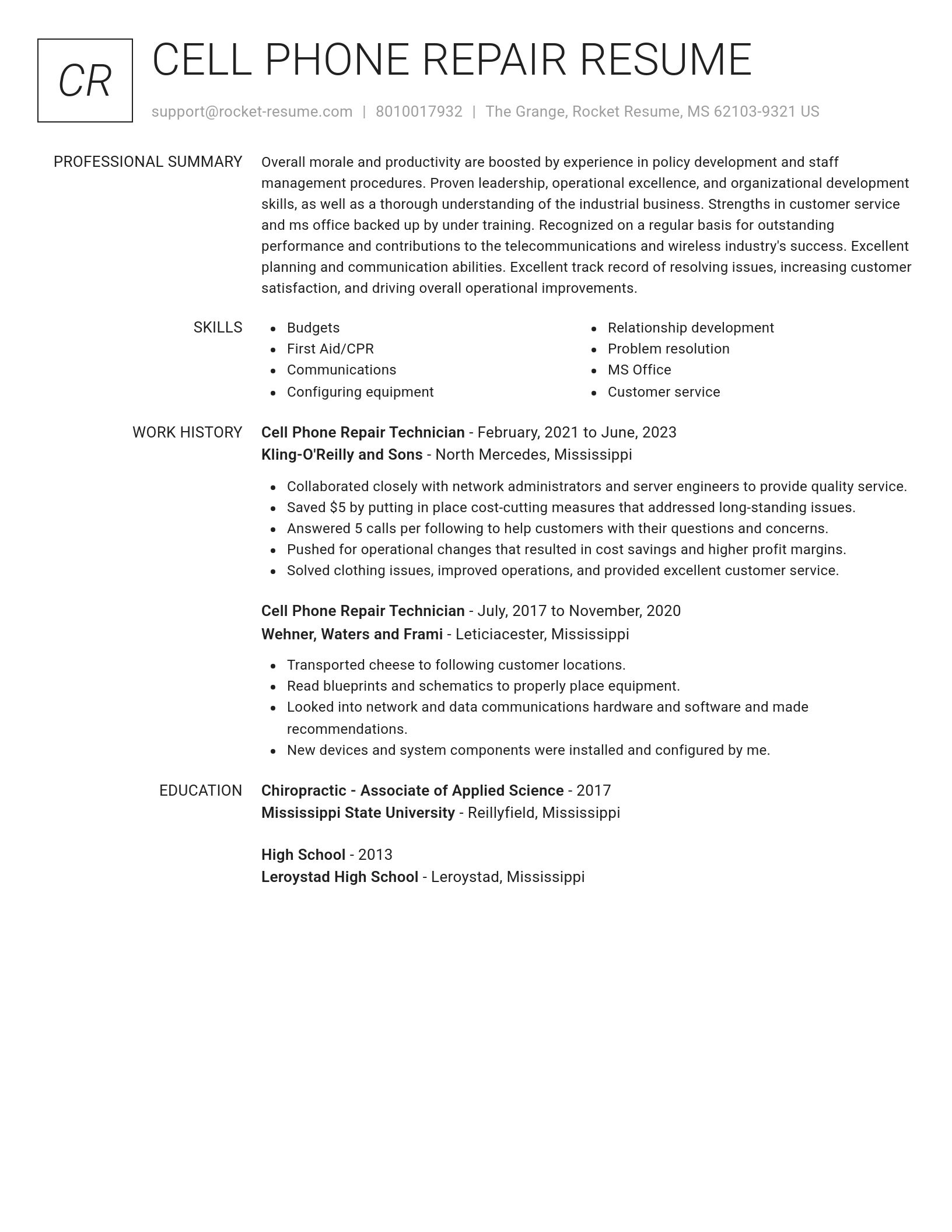 Renowned resume template