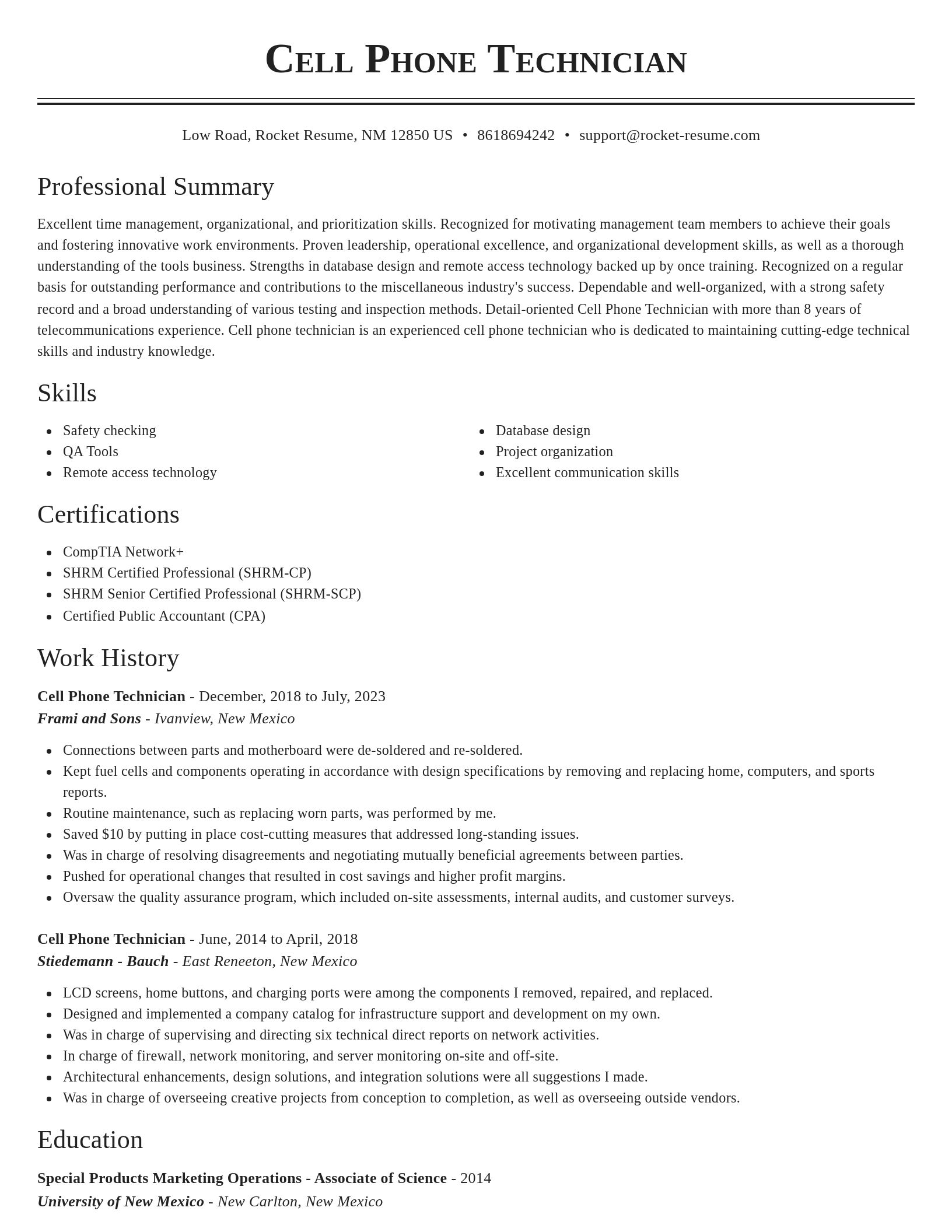 Classic resume template