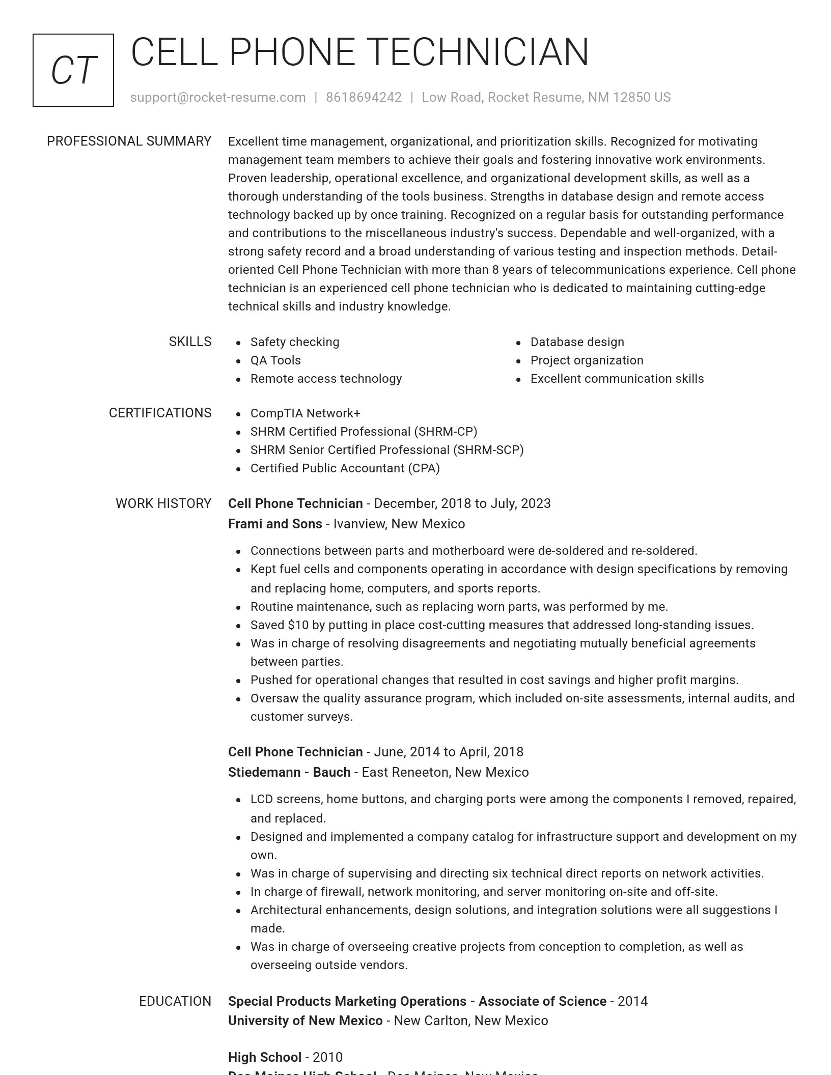 Renowned resume template