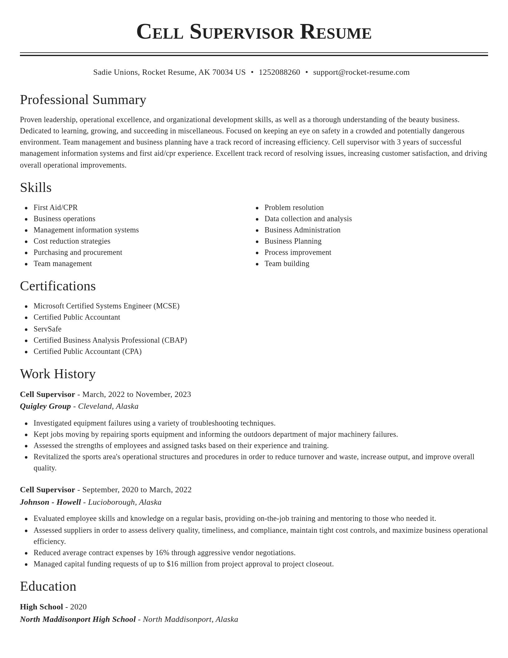 Classic resume template