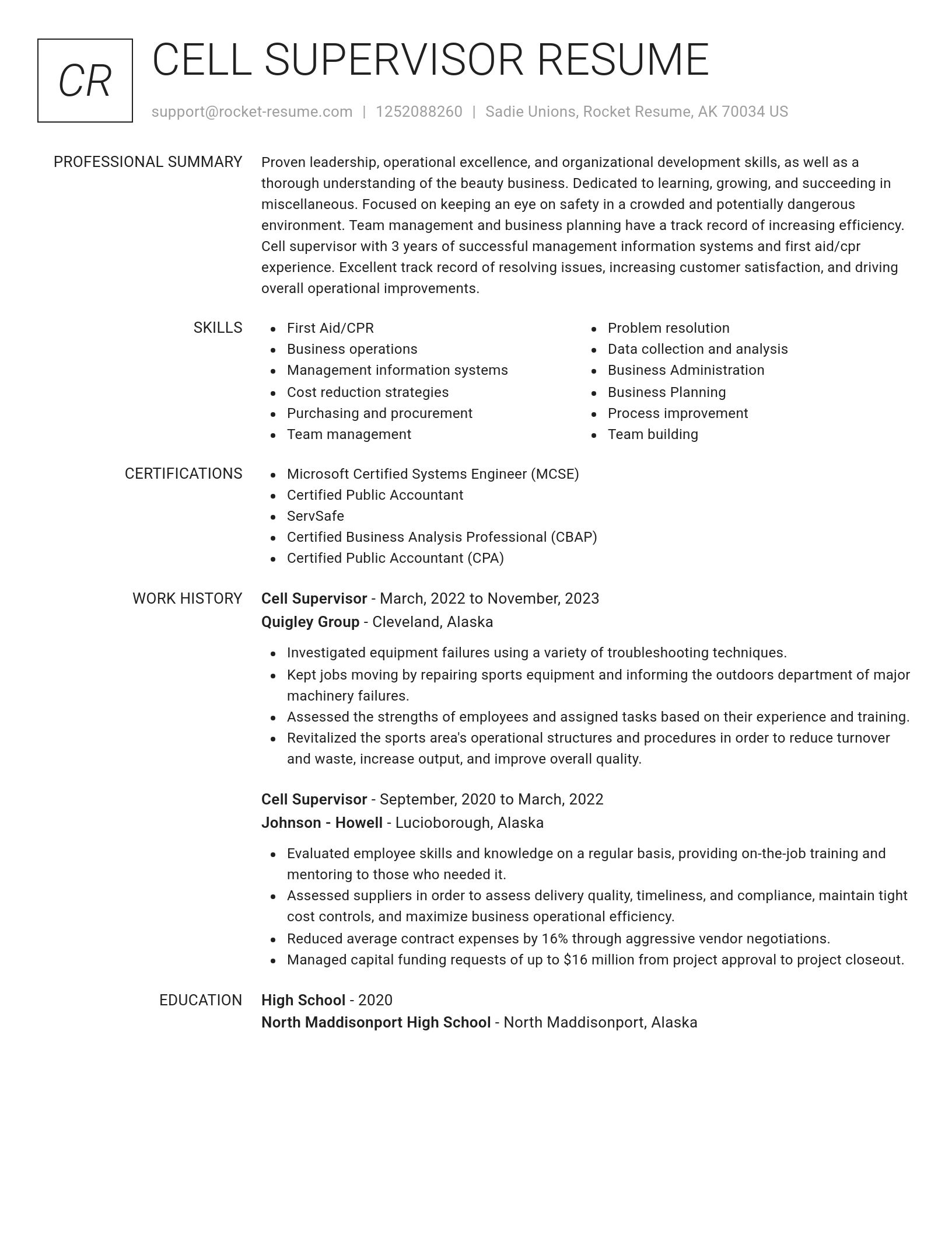 Renowned resume template
