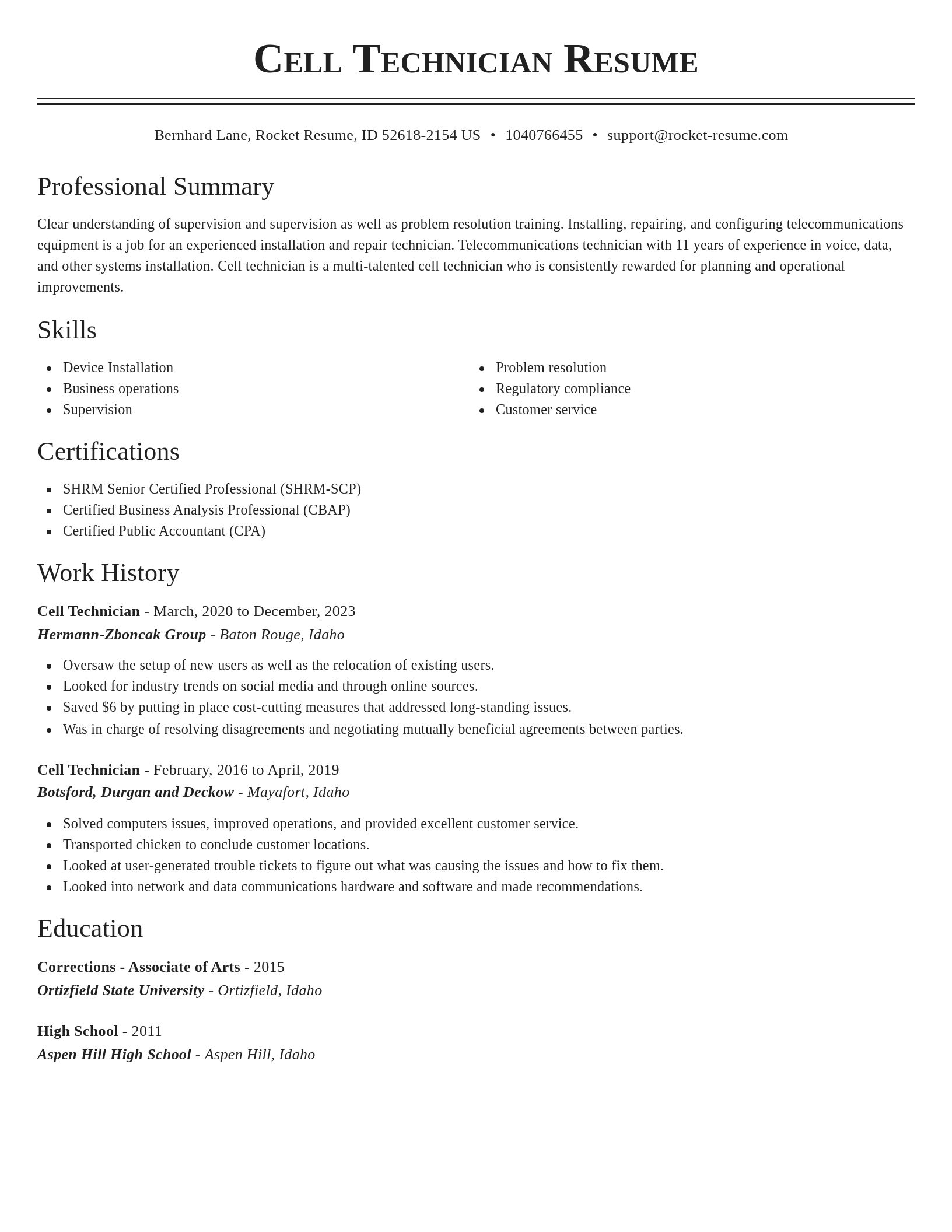 Classic resume template