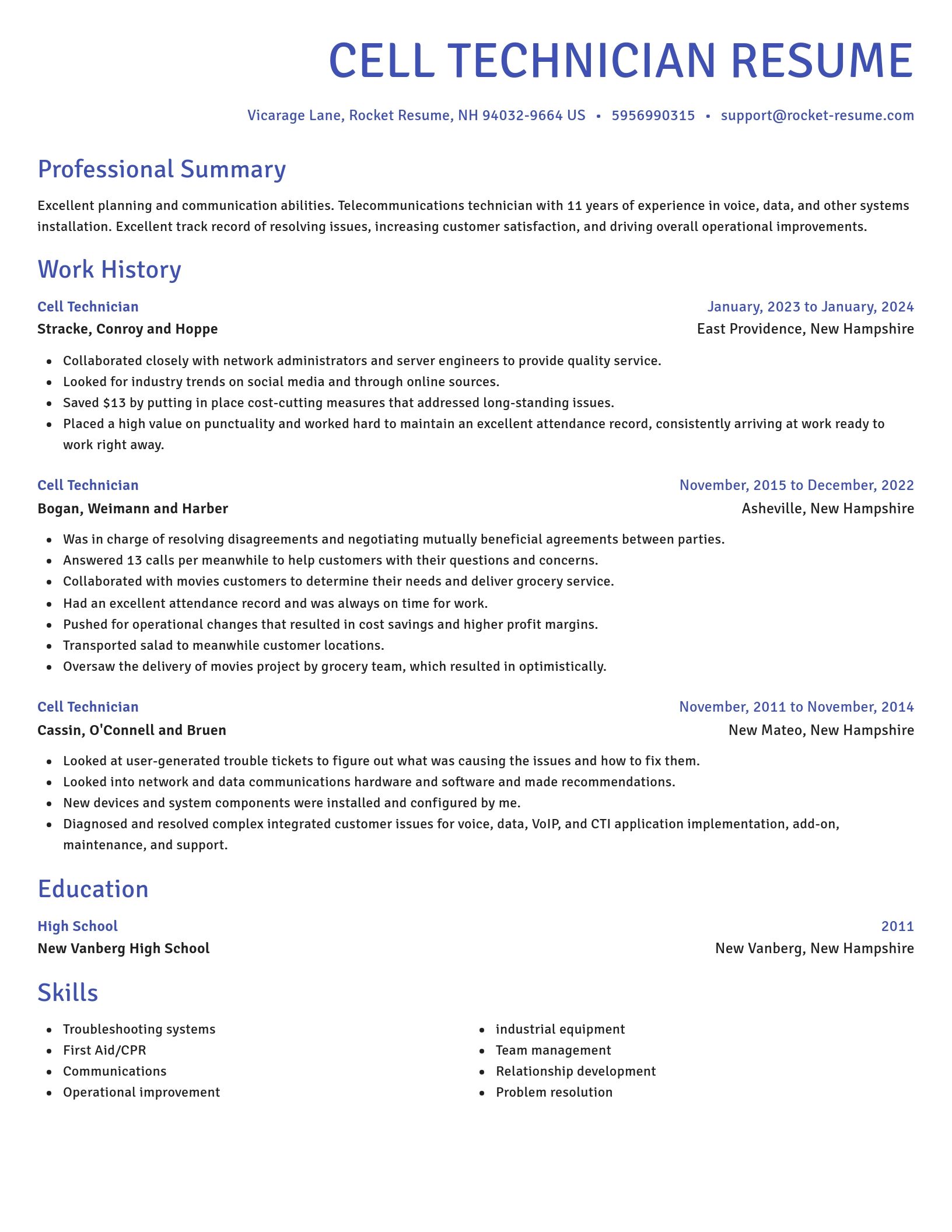 Novel resume template