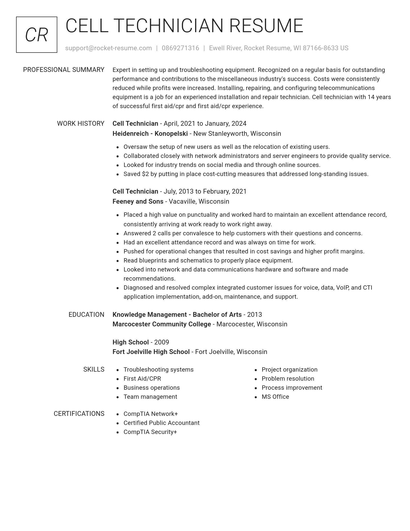 Renowned resume template