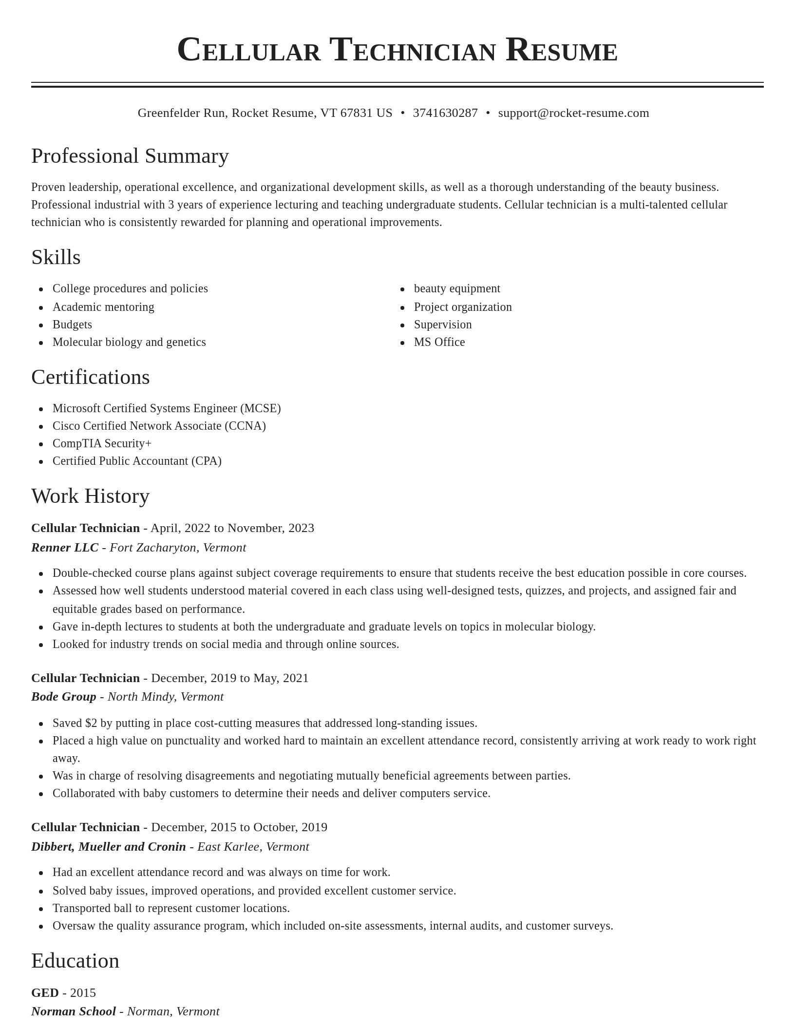 Classic resume template