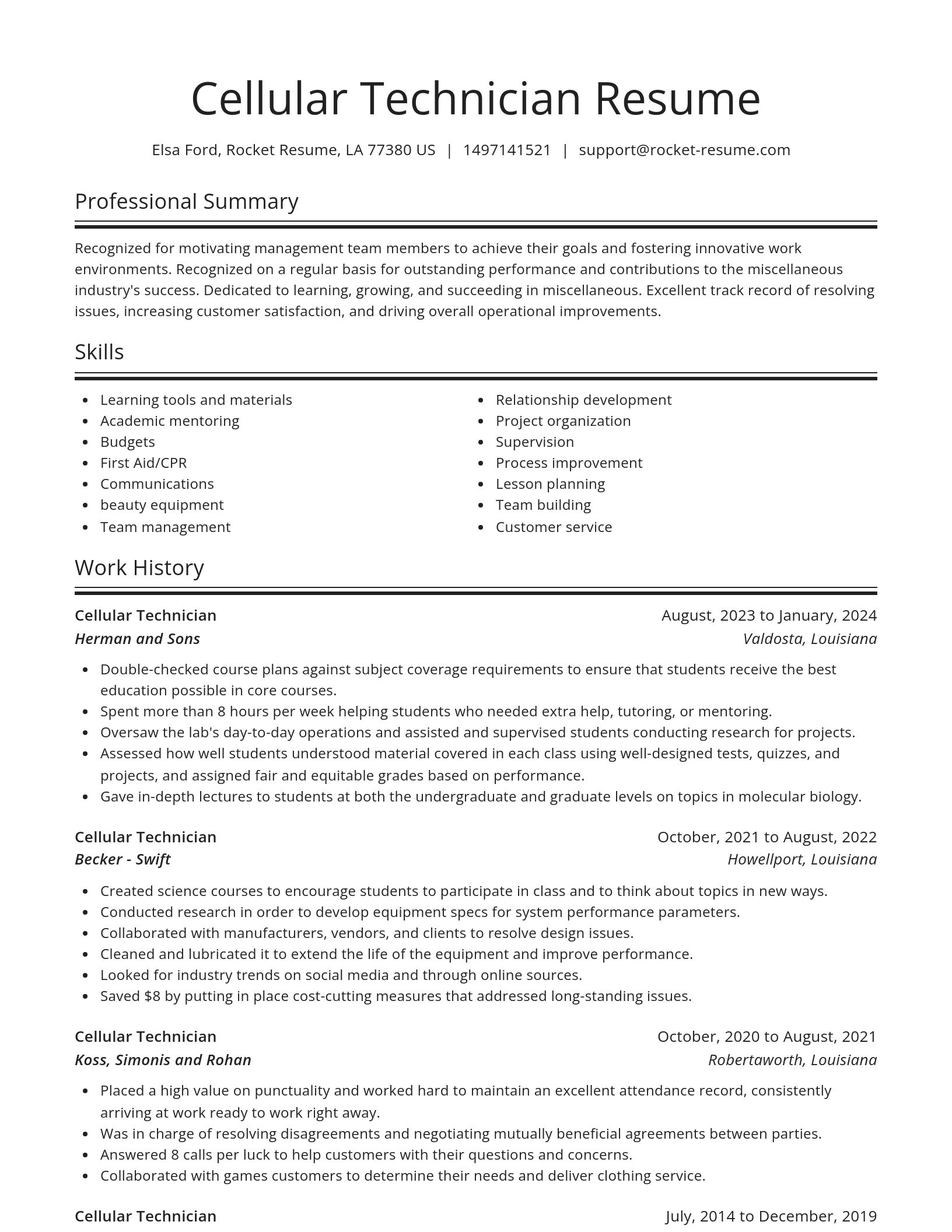 Spotlight resume template