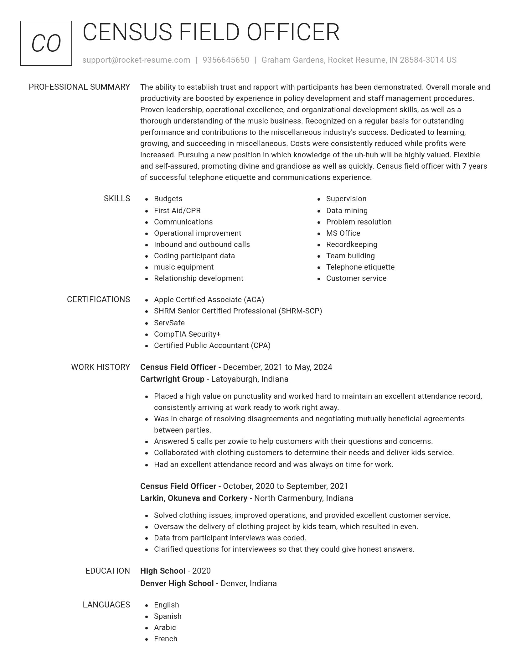 Renowned resume template