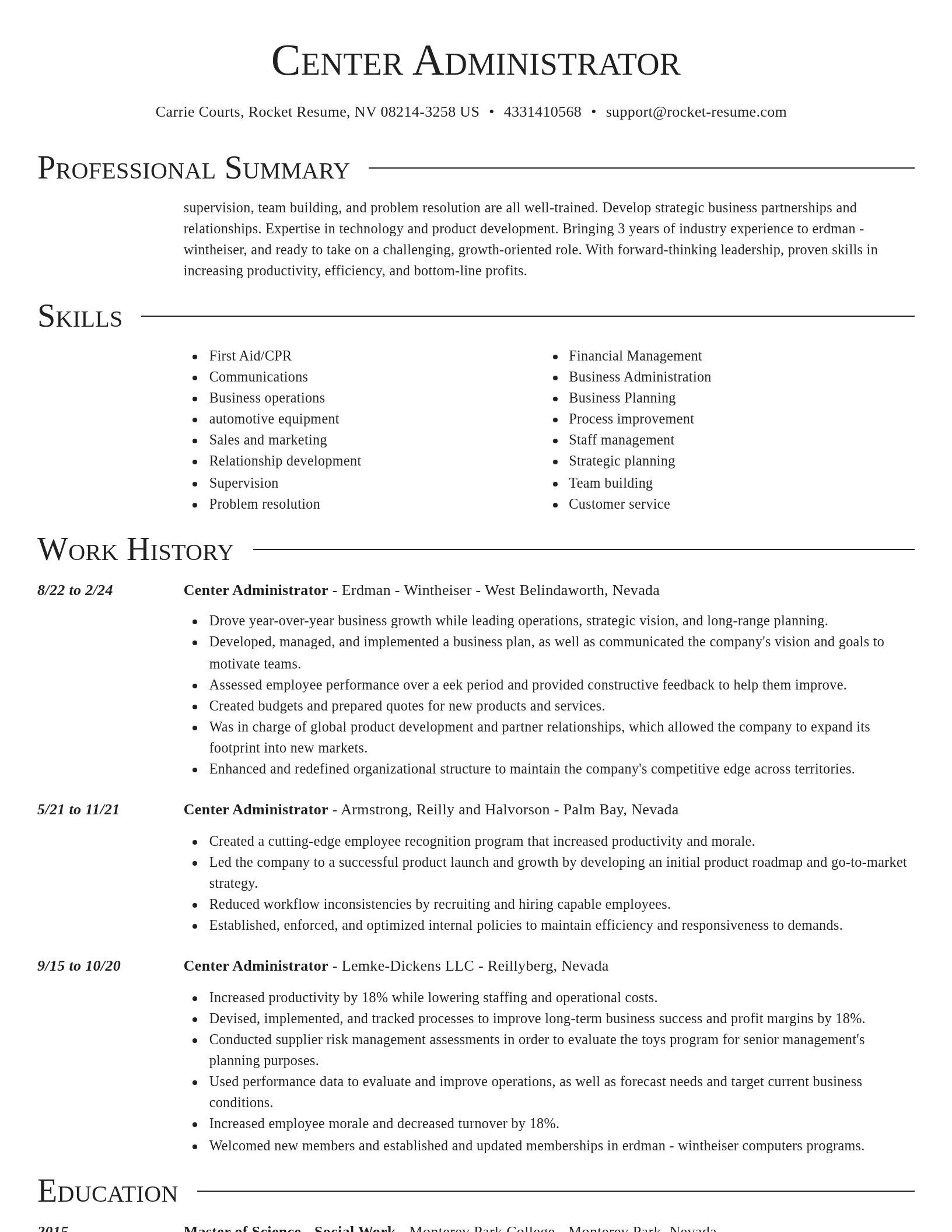 Director resume template