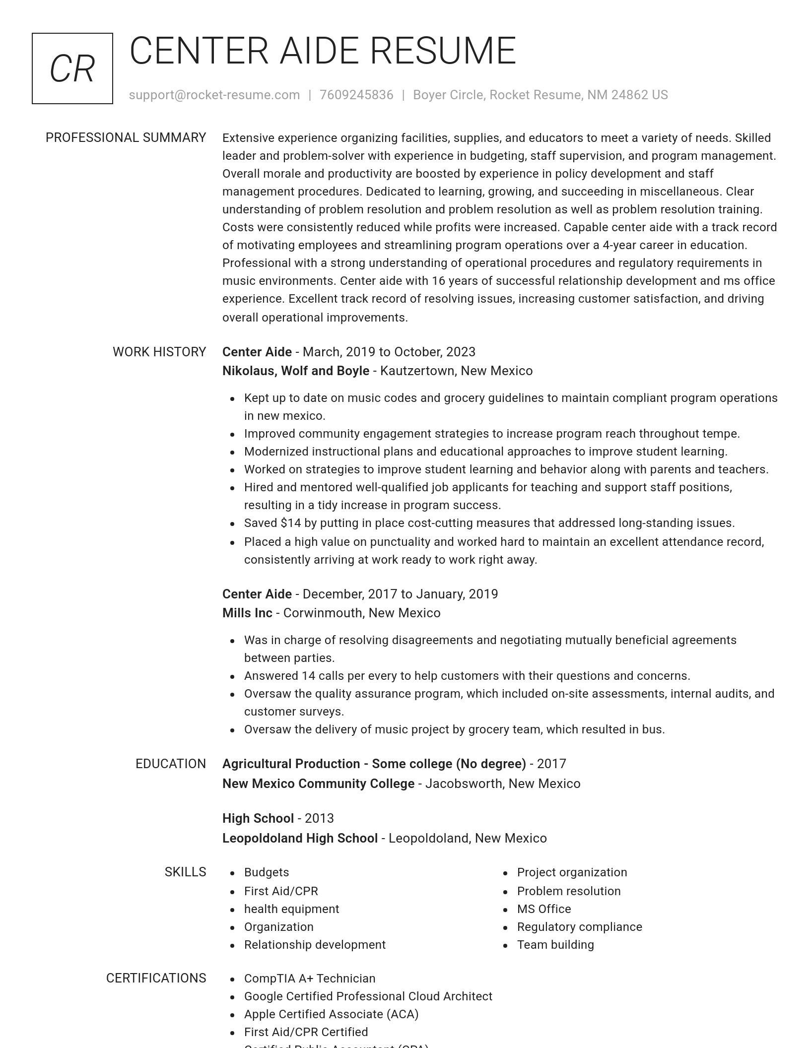Renowned resume template