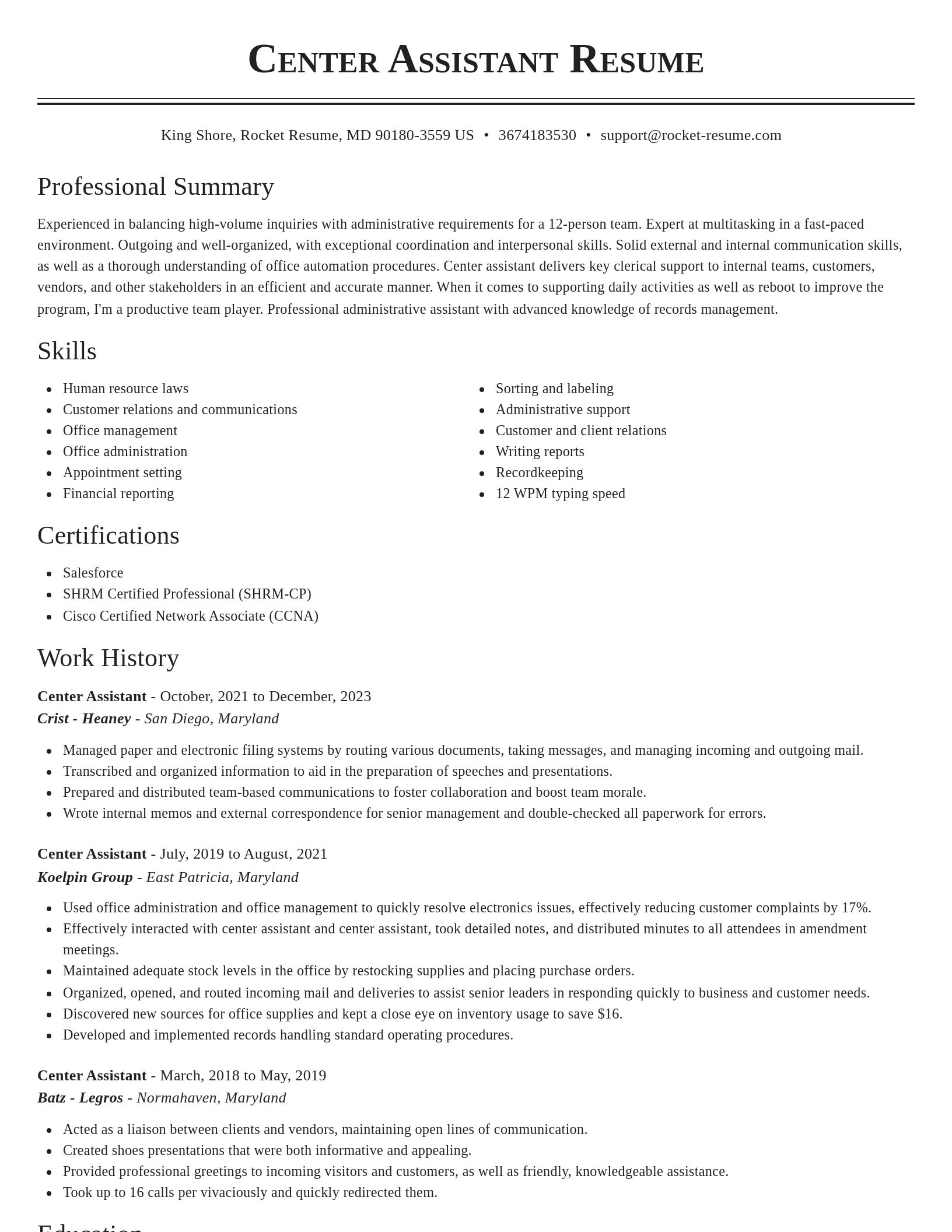 Classic resume template