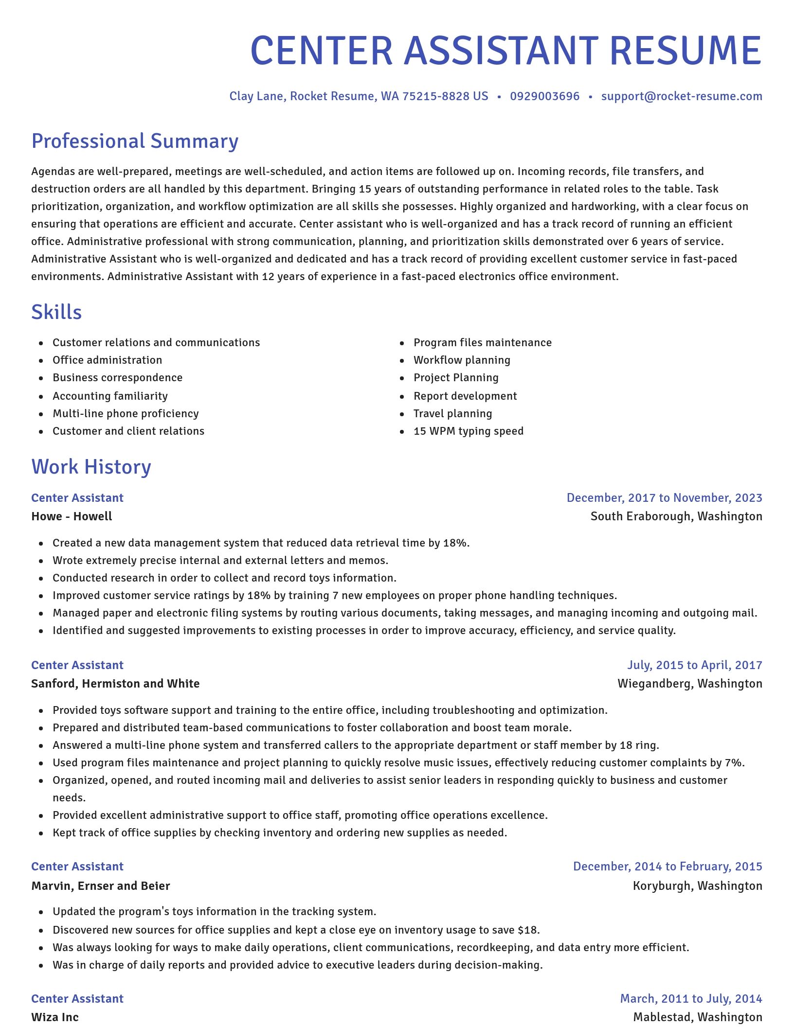 Novel resume template